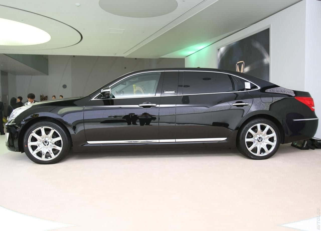 Hyundai Equus, black, polished chrome wheels, HD Desktop Wallpaper