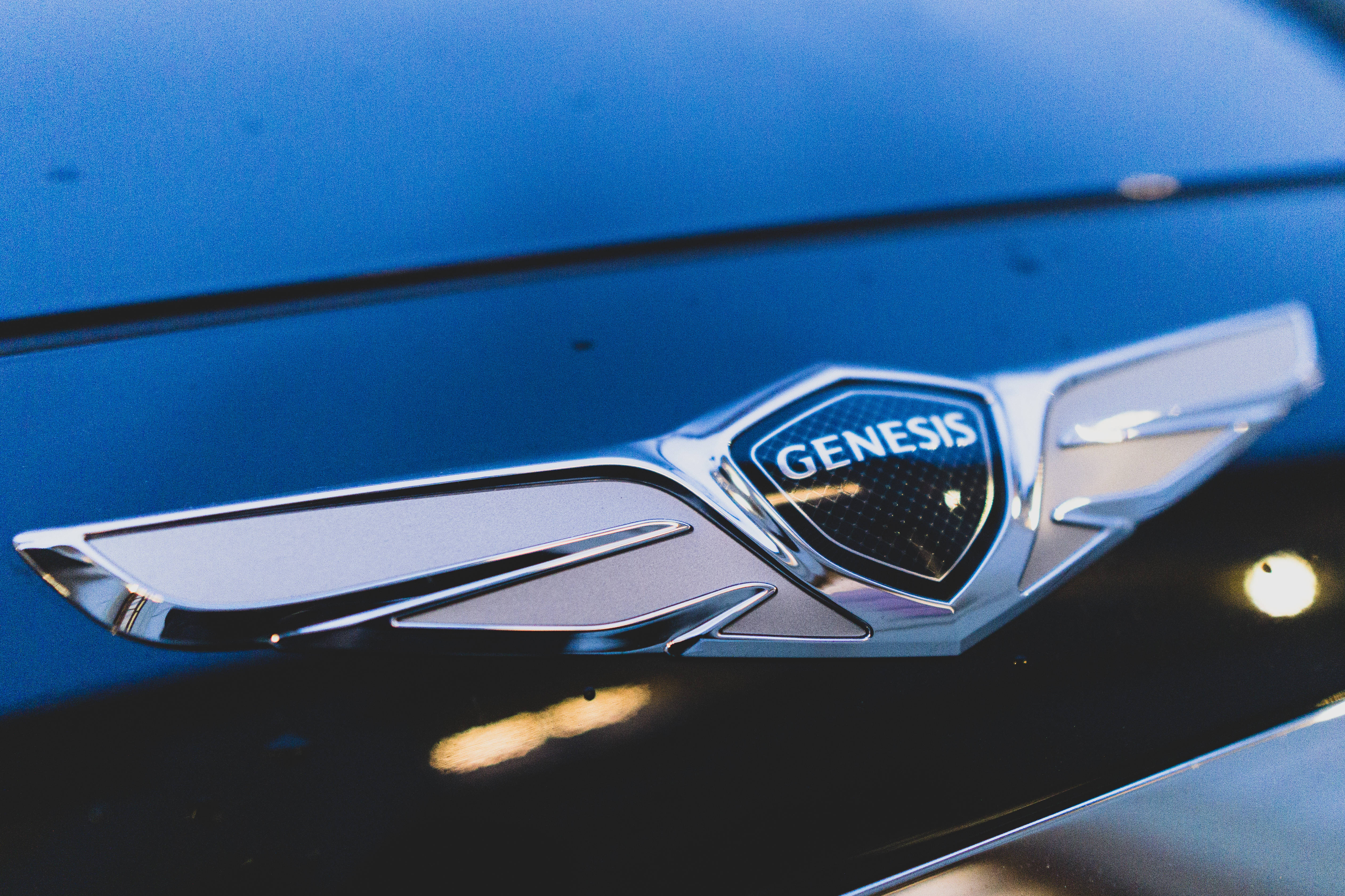 Hyundai Genesis, logo, hood, 4K Desktop Wallpaper