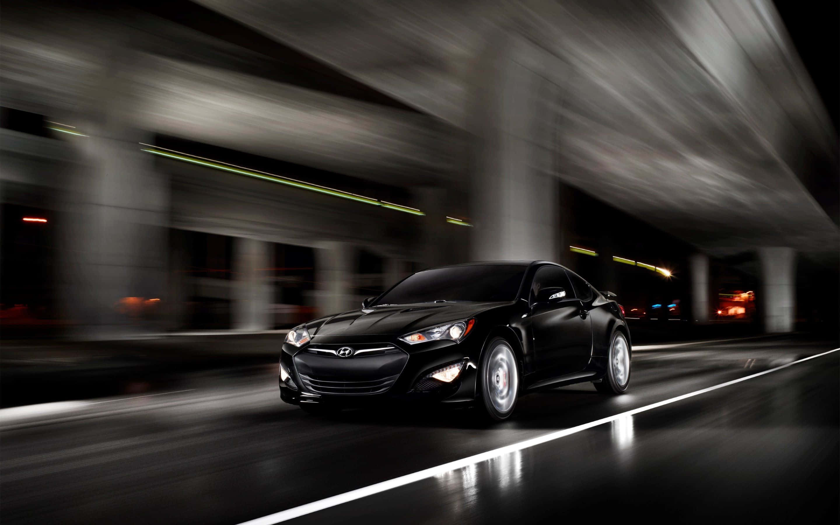 Hyundai Genesis, black, sports car, 2K Desktop Wallpaper