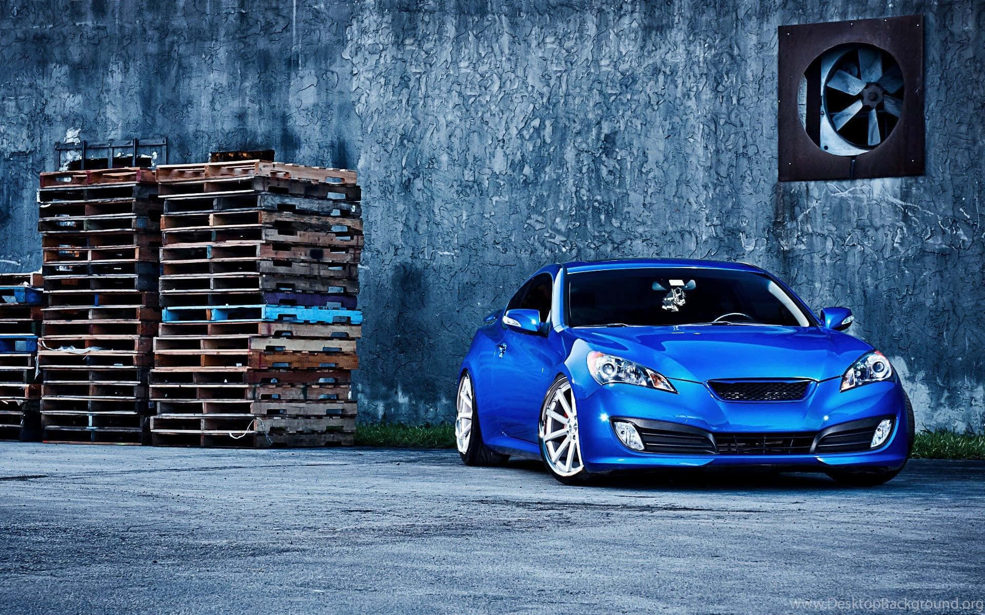 Hyundai Genesis, vibrant blue, custom wheels, Full HD Desktop Wallpaper