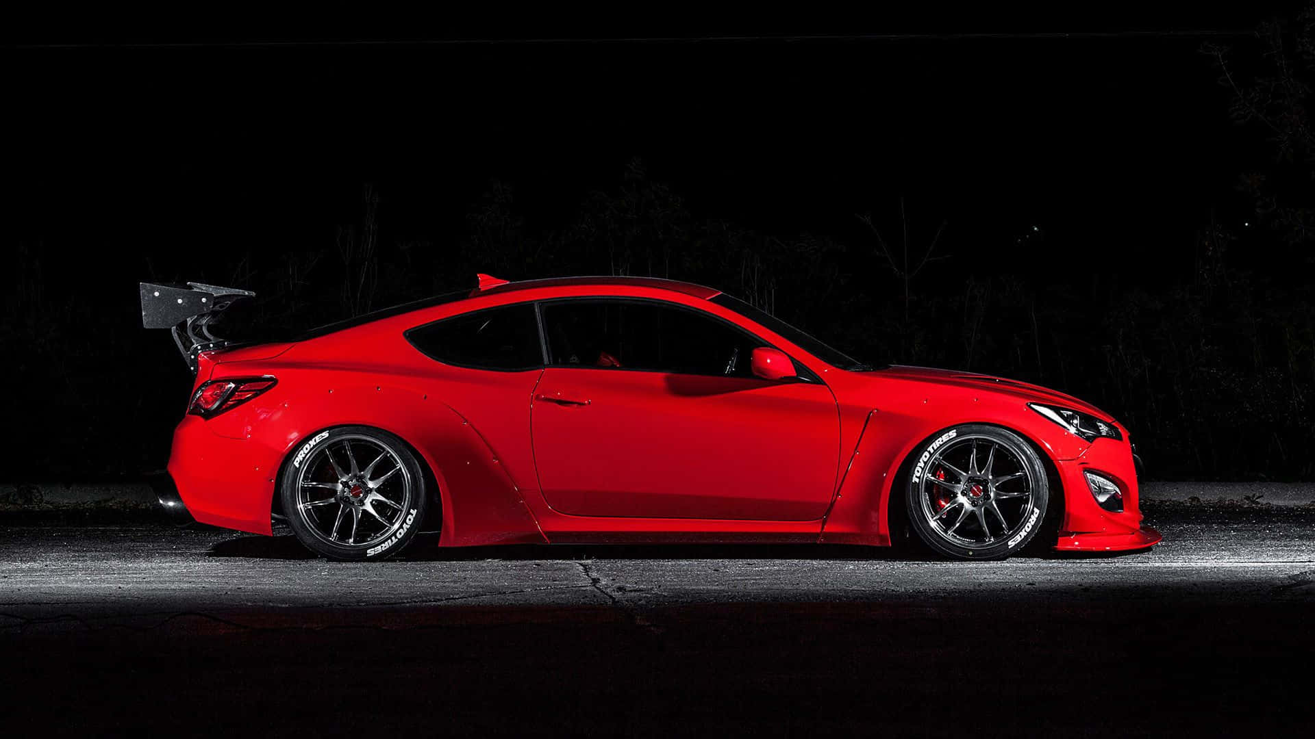 Hyundai Genesis, red, modified sports car, Full HD Desktop Wallpaper