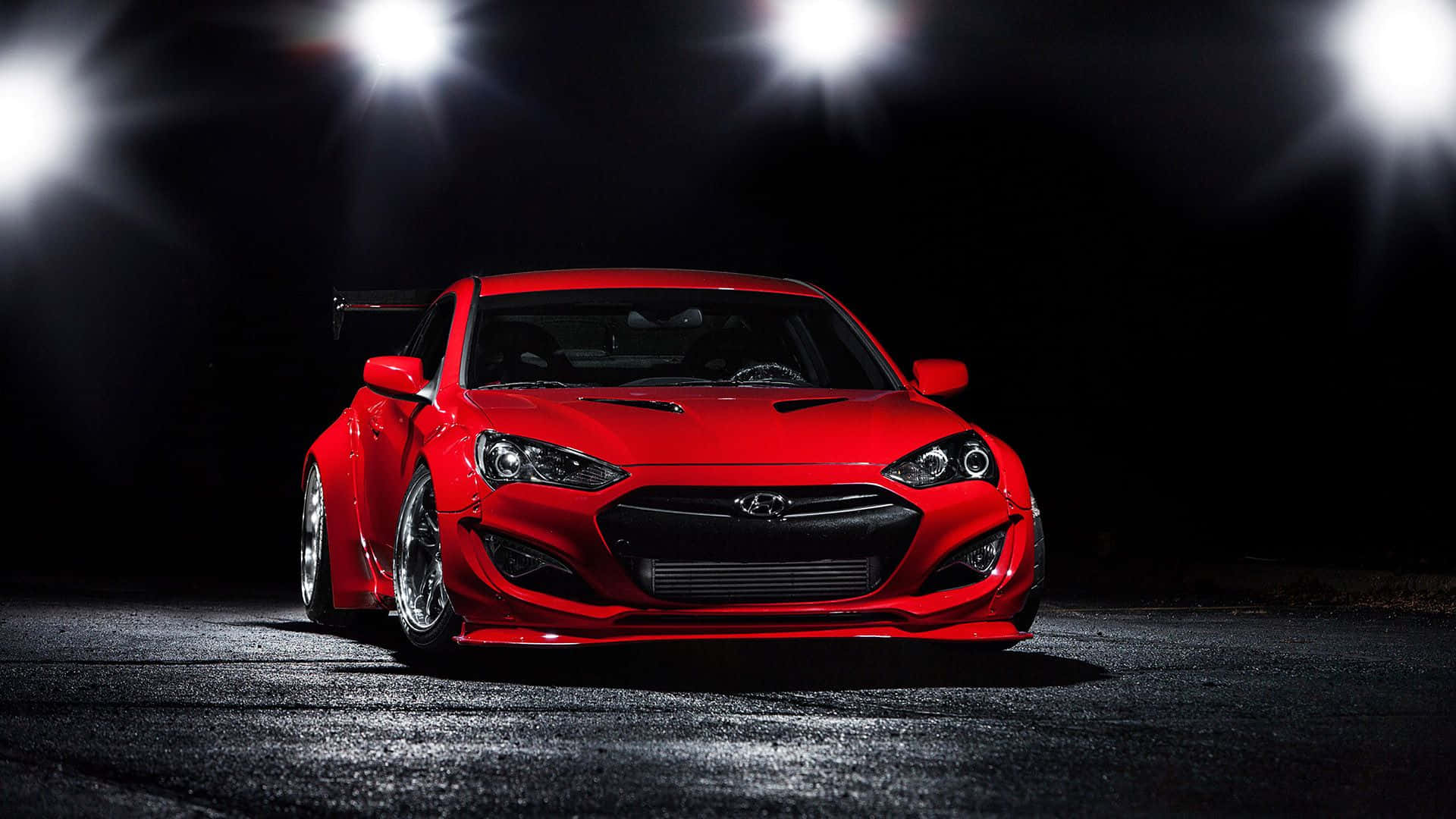 Hyundai Genesis, glossy red, modified sports car, Full HD Desktop Wallpaper