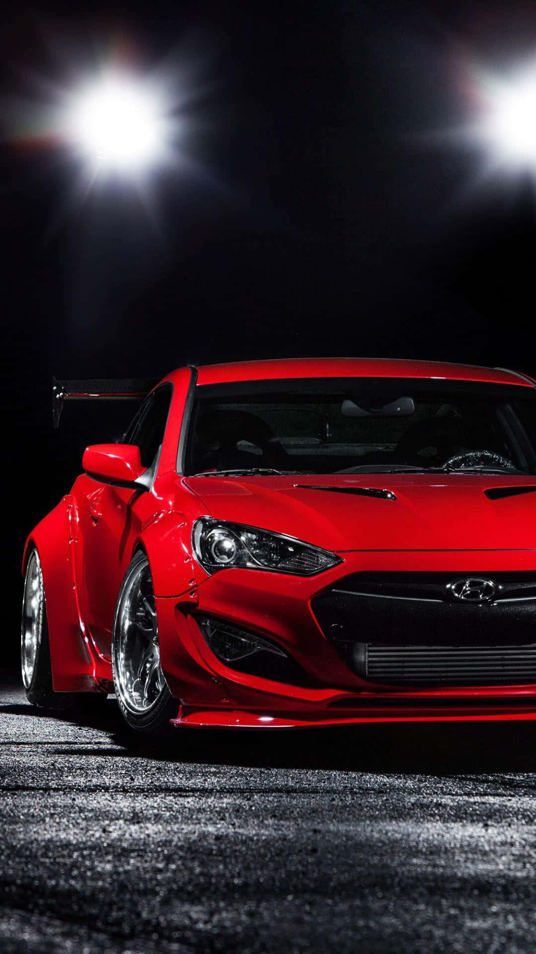 Hyundai Genesis, glossy red, modified sports car, Full HD Phone Wallpaper