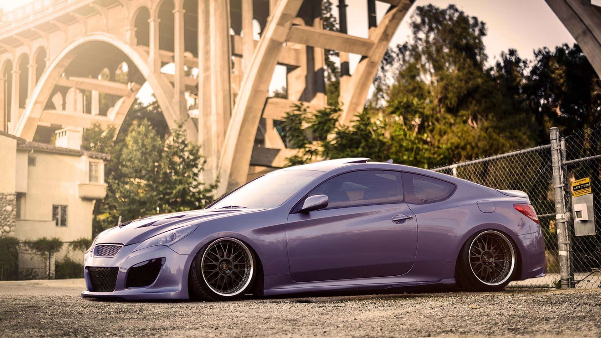Hyundai Genesis, purple, custom wheels, Full HD Desktop Wallpaper
