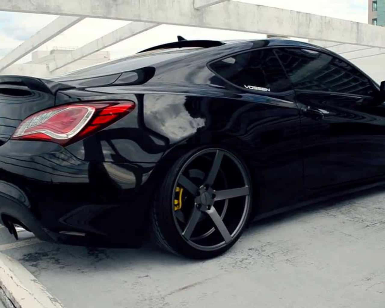 Hyundai Genesis, glossy black, sports coupe, HD Desktop Wallpaper