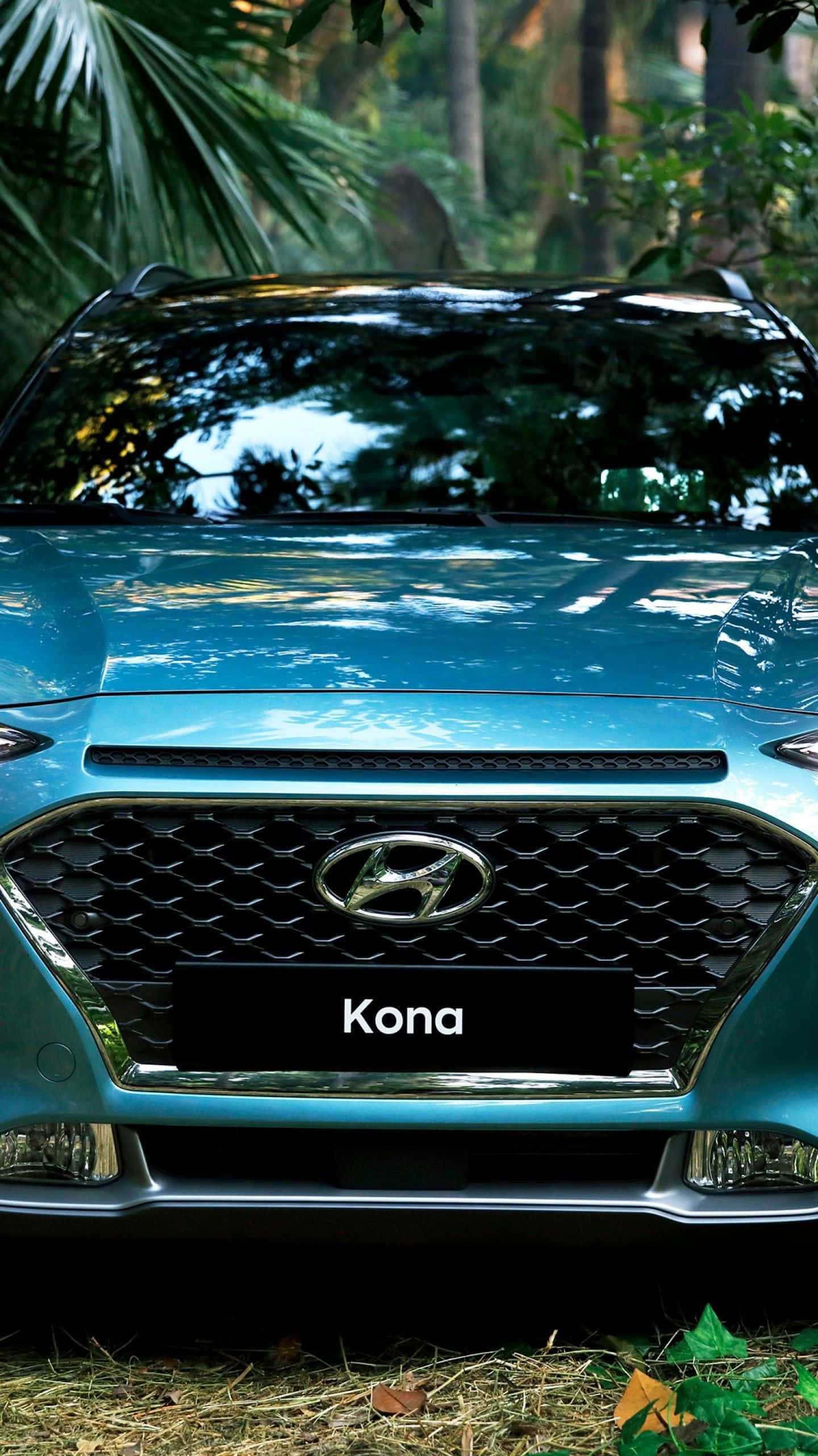 Hyundai Kona, teal, glossy finish, 2K Phone Wallpaper