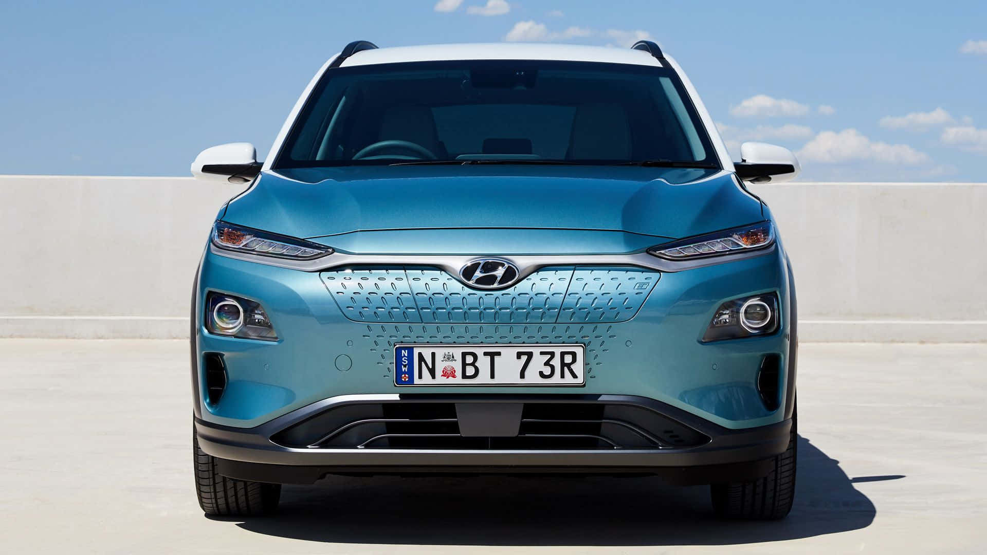 Hyundai Kona, turquoise, electric SUV, Full HD Desktop Wallpaper