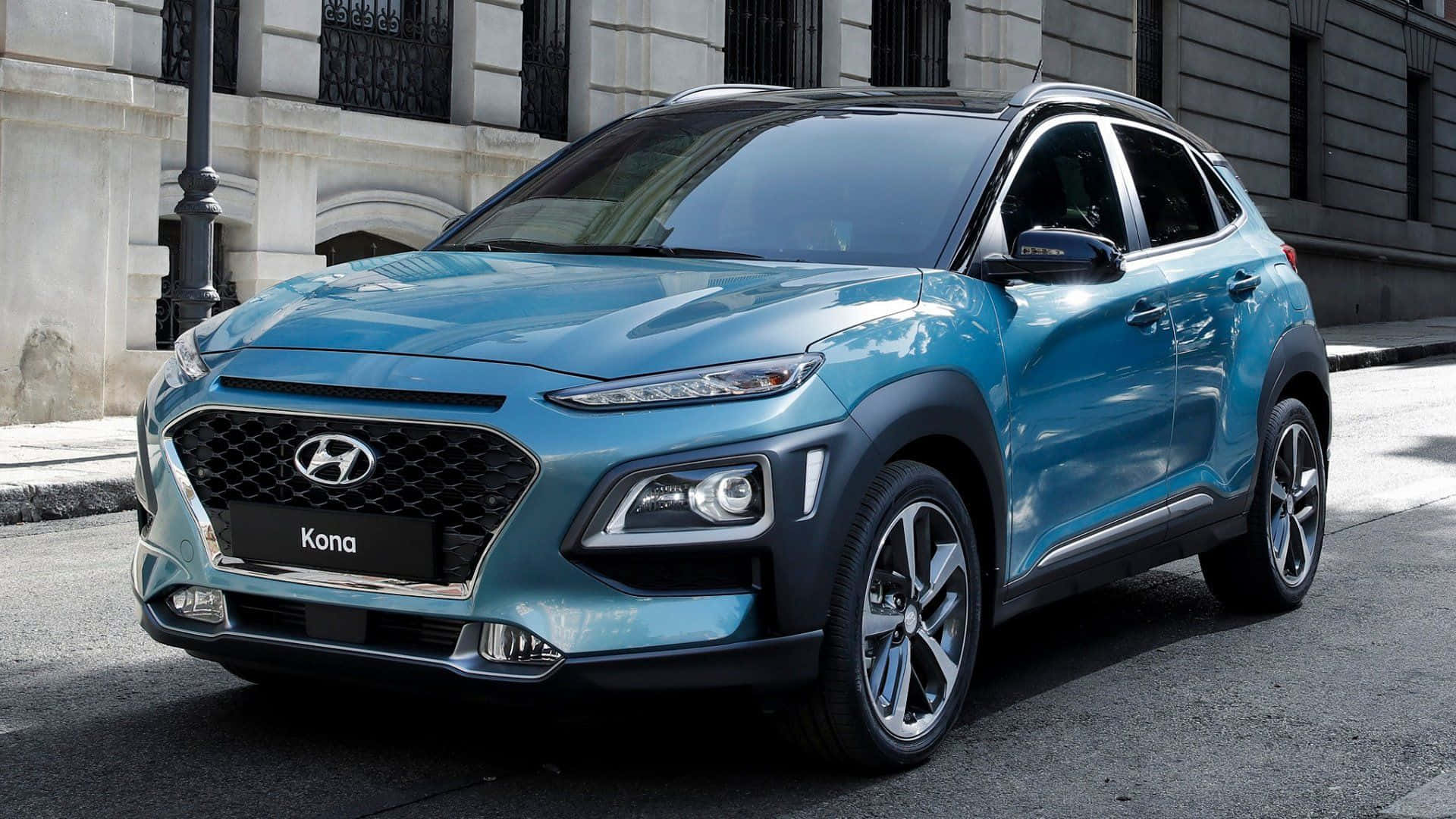 Hyundai Kona, blue, city street, Full HD Desktop Wallpaper