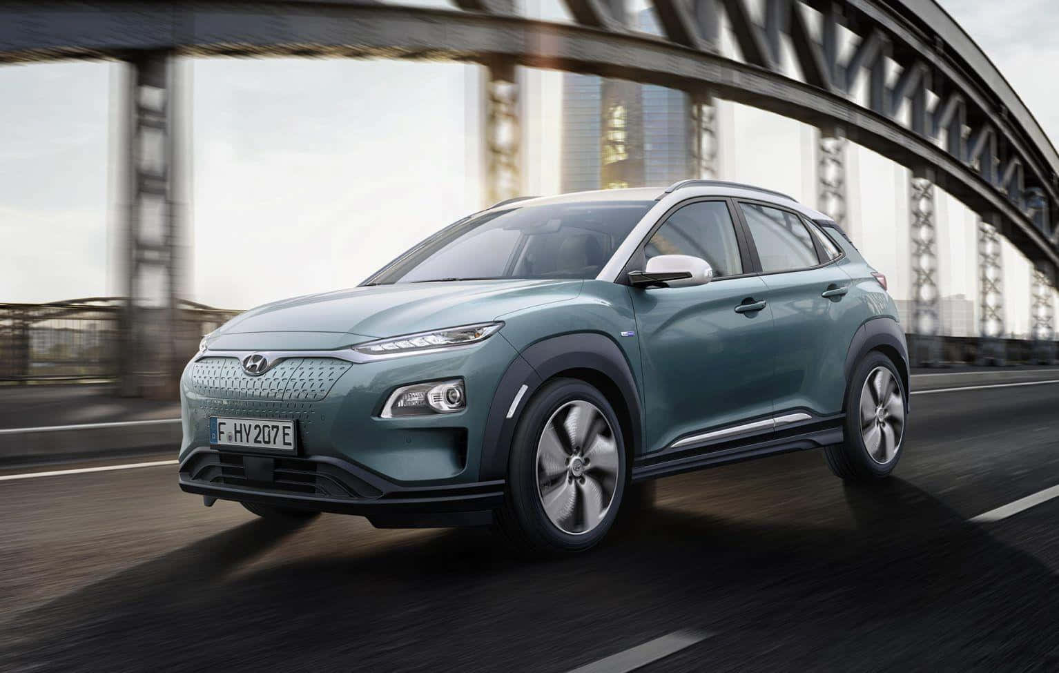 Hyundai Kona, teal, electric SUV, HD Desktop Wallpaper