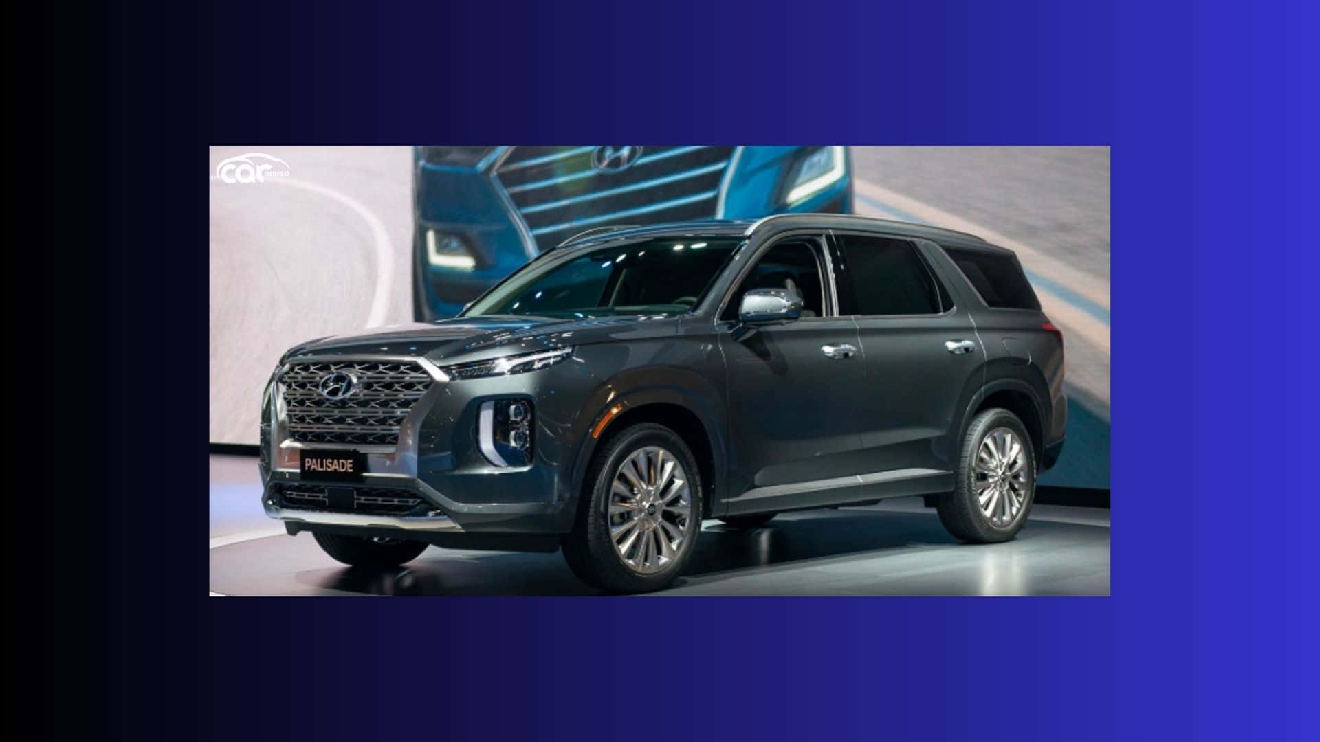 Hyundai Palisade, dark gray, blue gradient background, Full HD Desktop Wallpaper