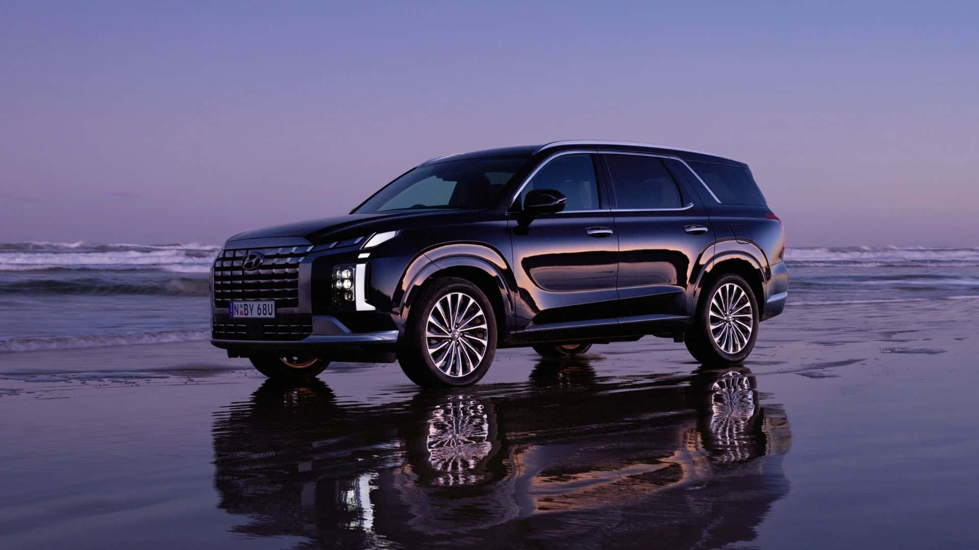 Hyundai Palisade, black, wet sand, Full HD Desktop Wallpaper