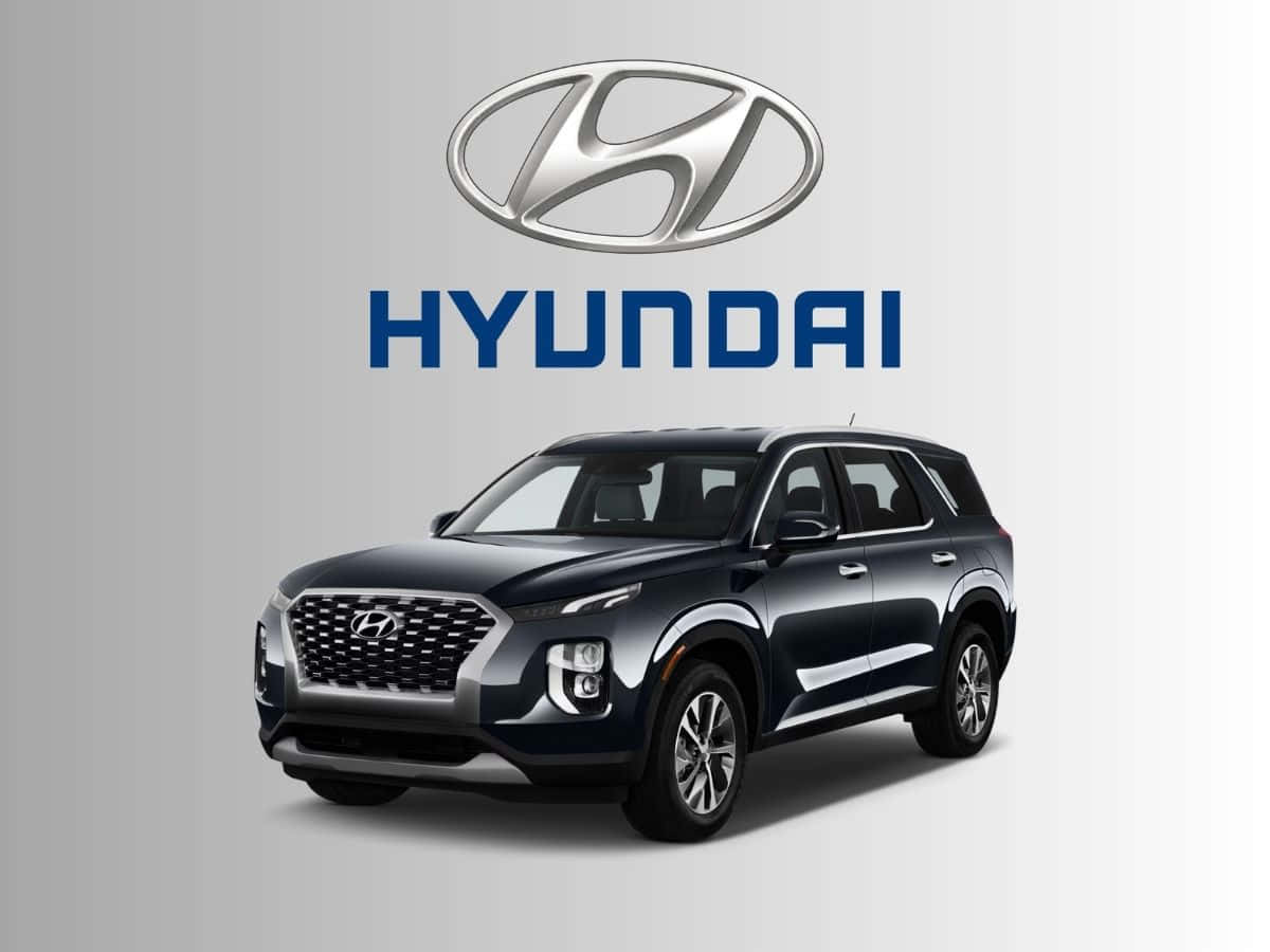 Hyundai Palisade, dark blue, minimalist gray background, SD Desktop Wallpaper