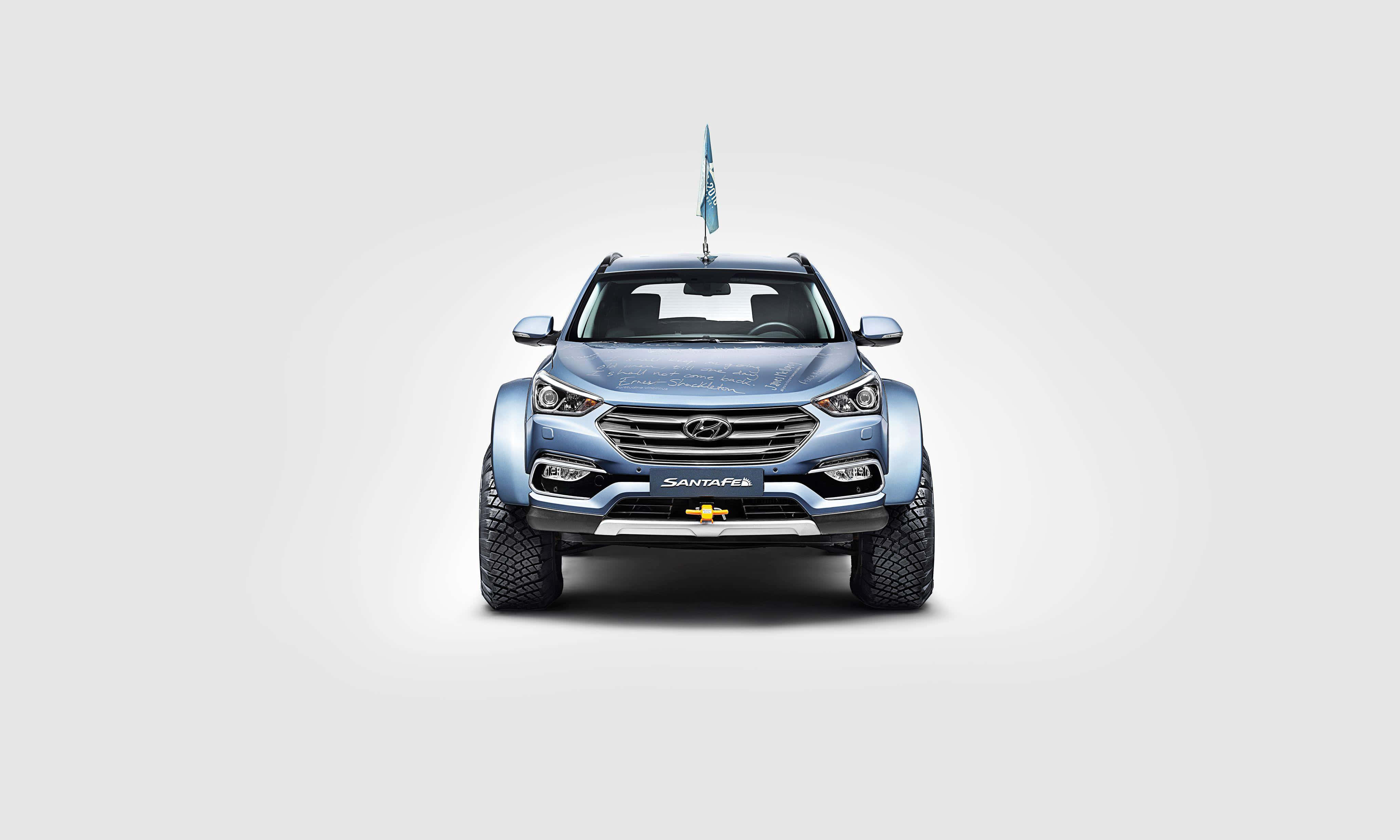 Hyundai Santa Fe, blue, rugged tires, 4K Desktop Wallpaper
