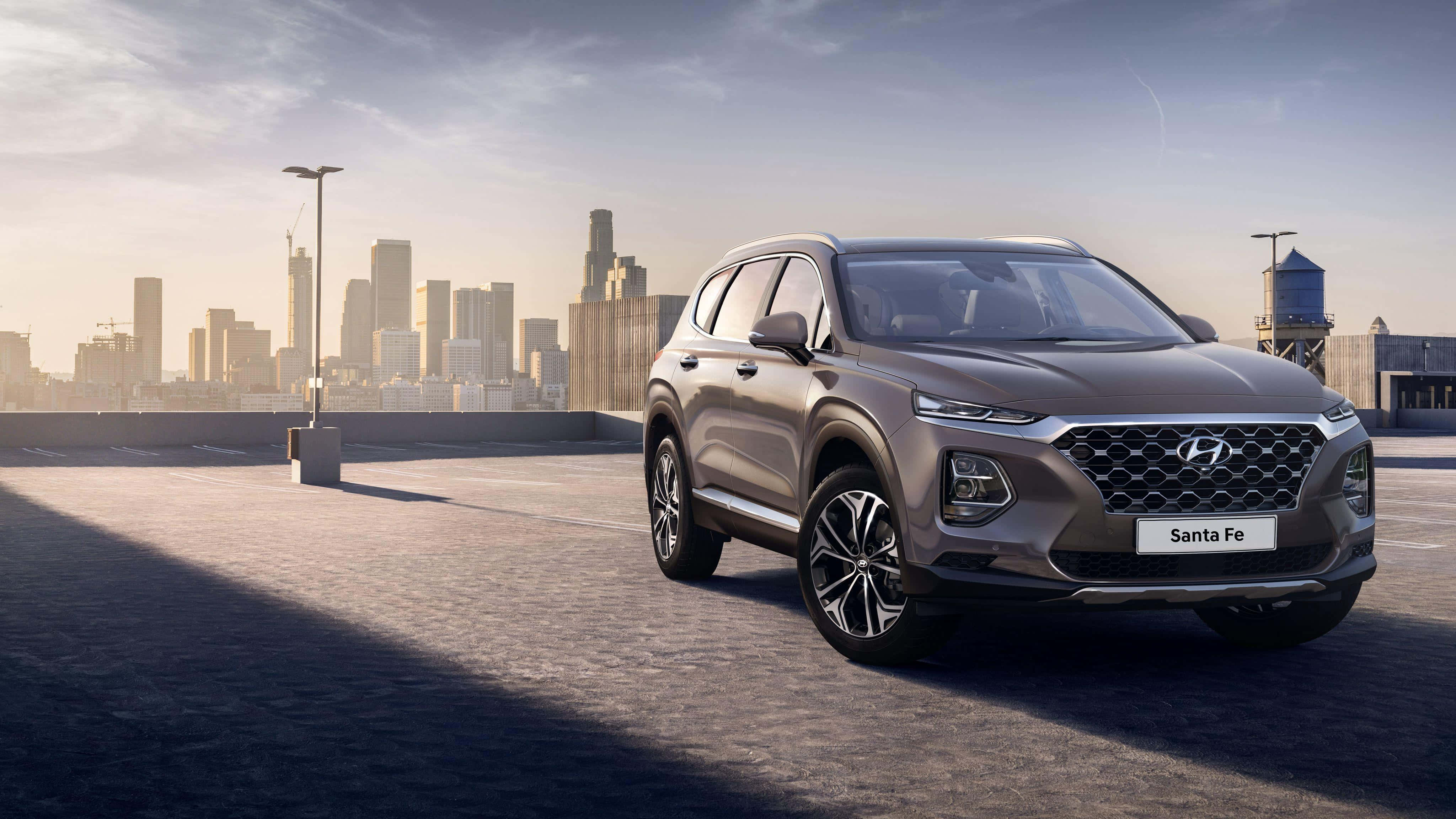 Hyundai Santa Fe, gray, rooftop, 4K Desktop Wallpaper
