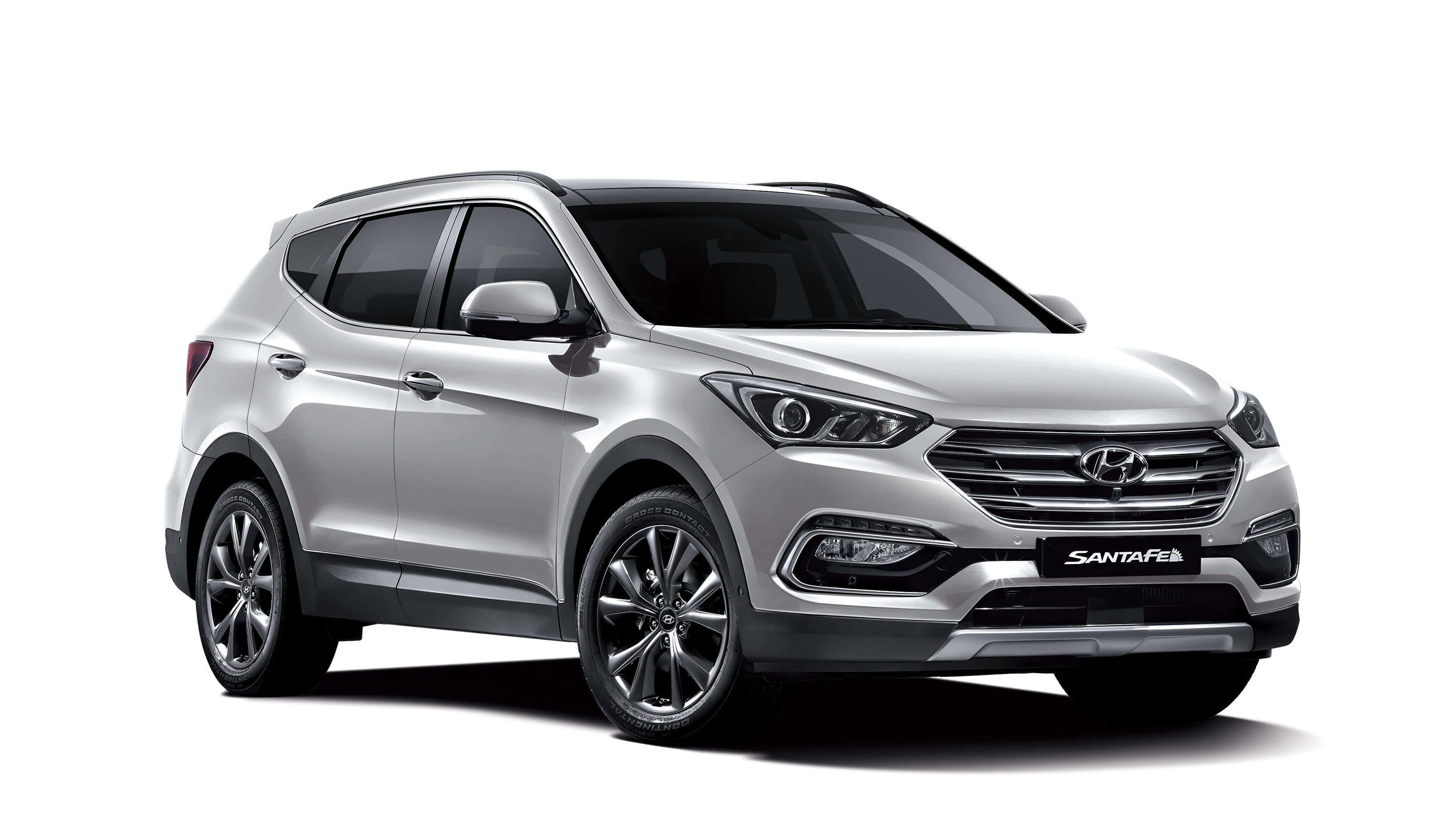 Hyundai Santa Fe, sleek silver, studio shot, 4K Desktop Wallpaper