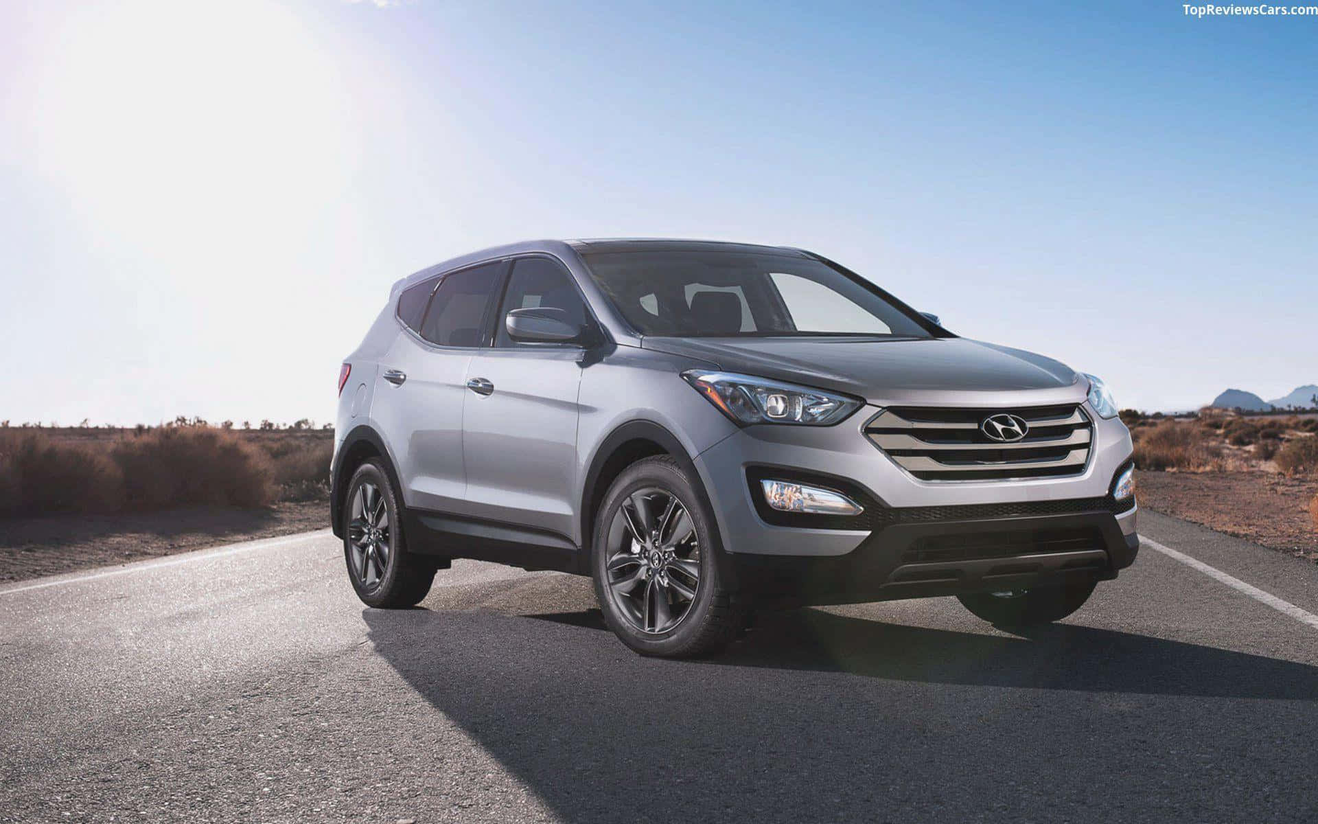 Hyundai Santa Fe, silver, desert road, Full HD Desktop Wallpaper