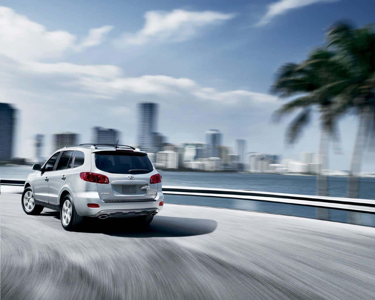 2022 Hyundai Santa Fe, silver, coastal highway, HD Desktop Wallpaper
