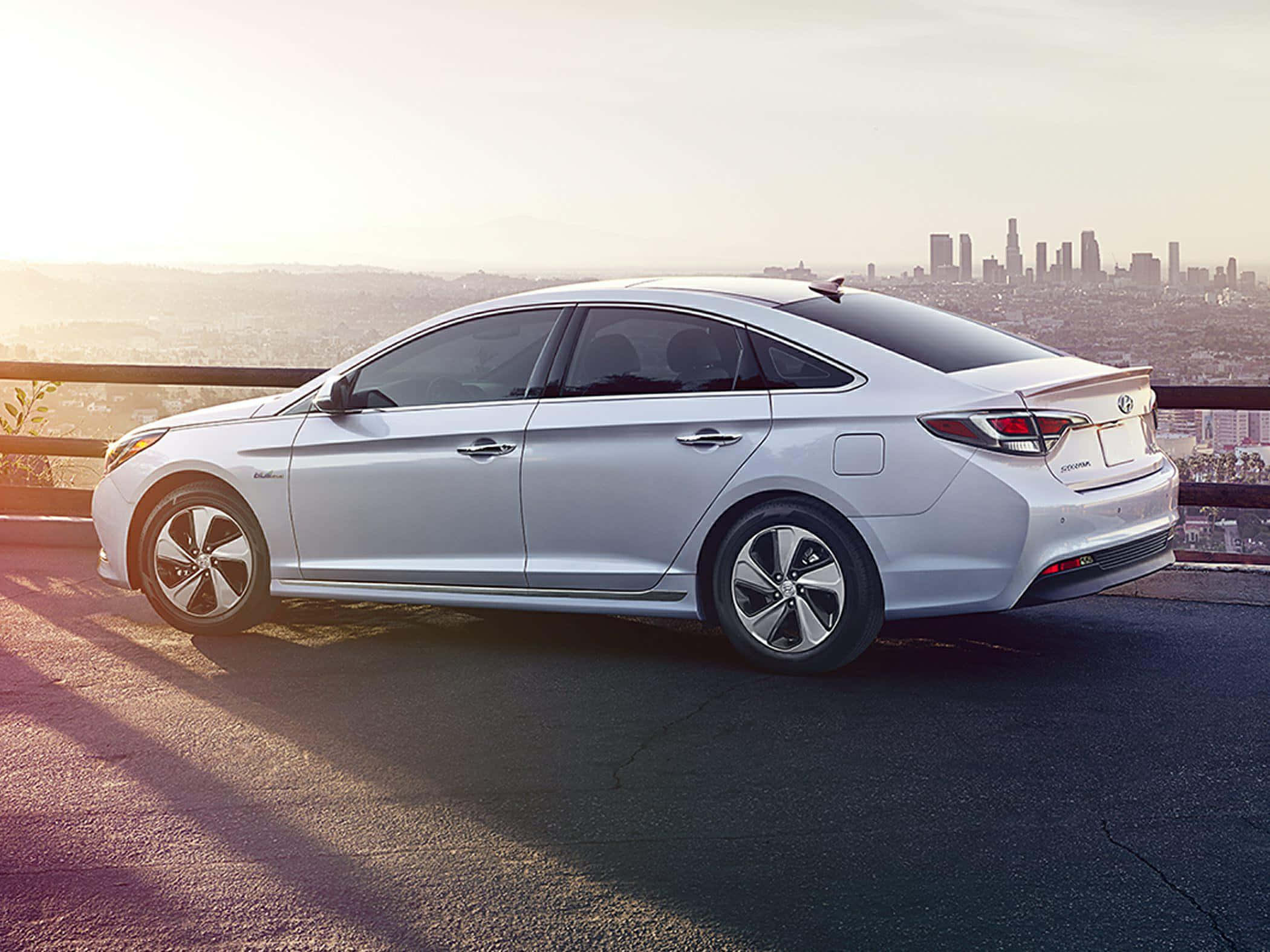 Hyundai Sonata, silver, sunset, Full HD Desktop Wallpaper