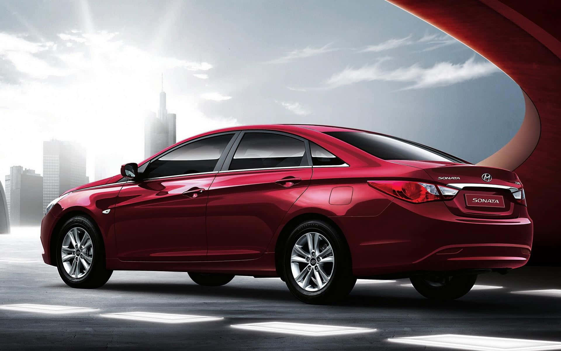 Hyundai Sonata, glossy red, open road, Full HD Desktop Wallpaper