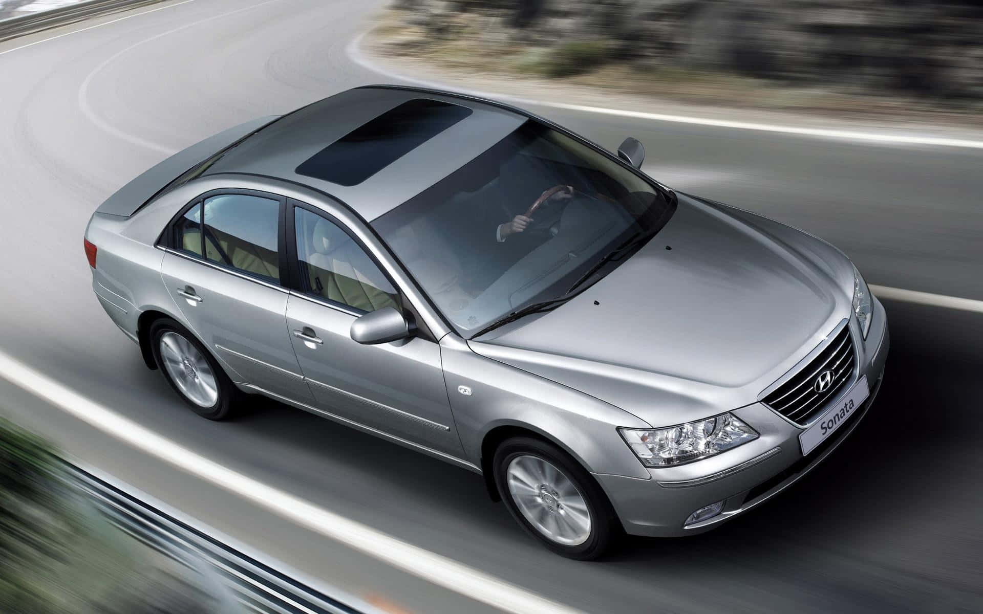 Hyundai Sonata, silver, curving road, Full HD Desktop Wallpaper