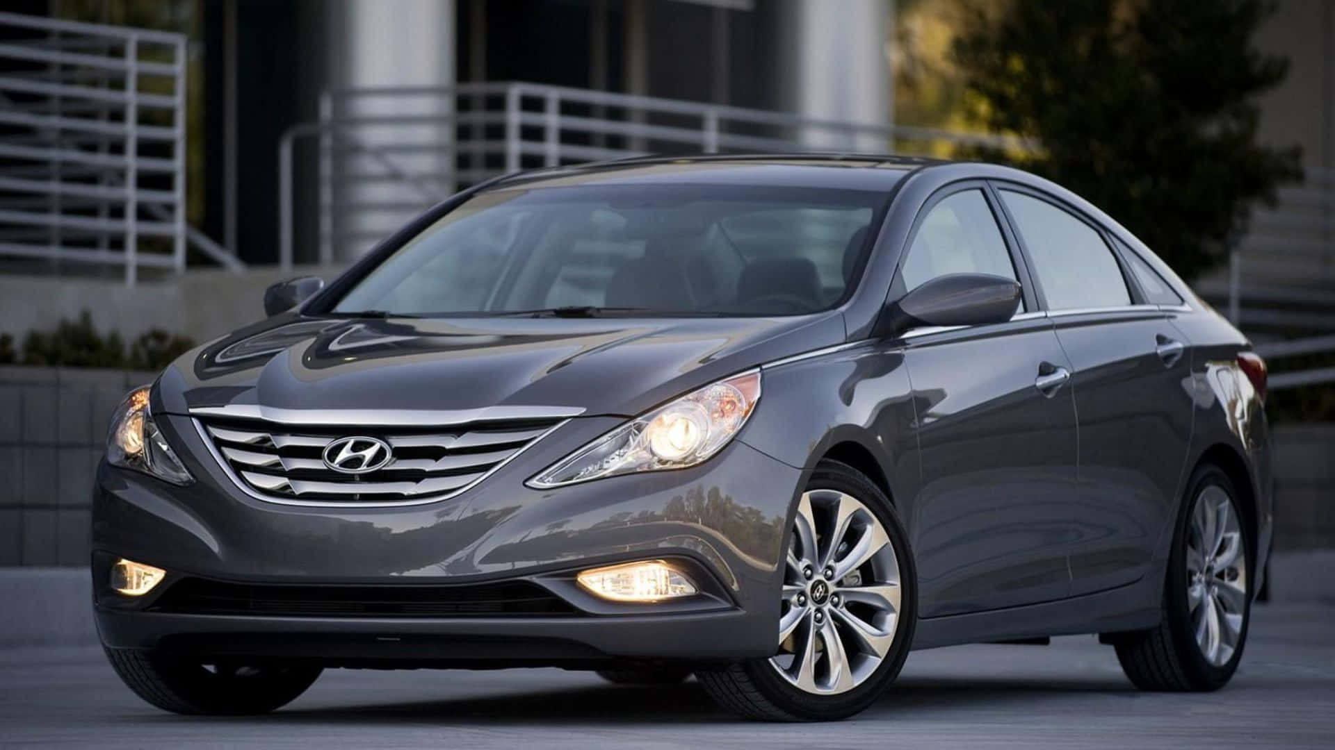 Hyundai Sonata, gray, polished alloy wheels, Full HD Desktop Wallpaper