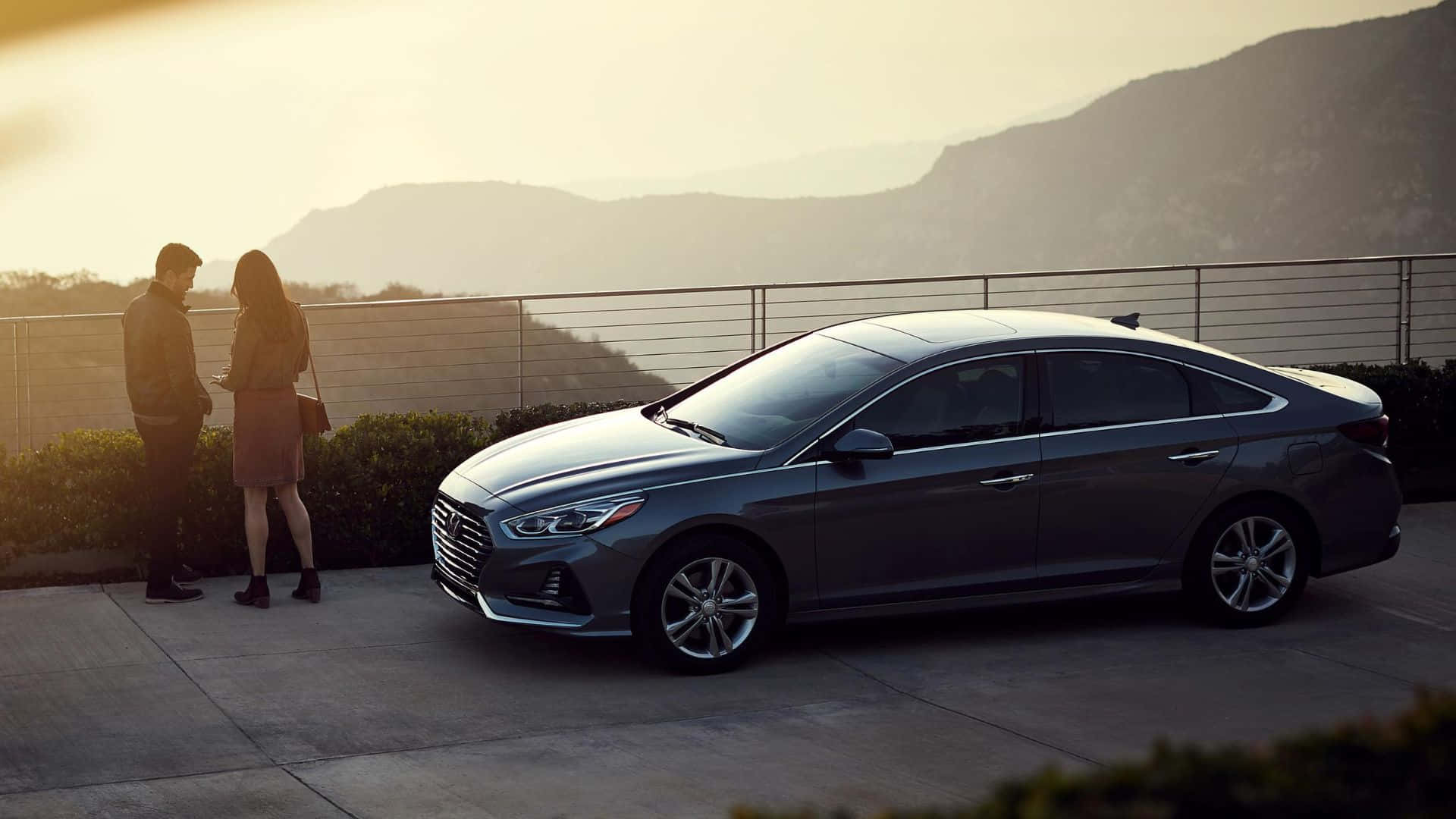 Hyundai Sonata, gray sedan, beach, Full HD Desktop Wallpaper