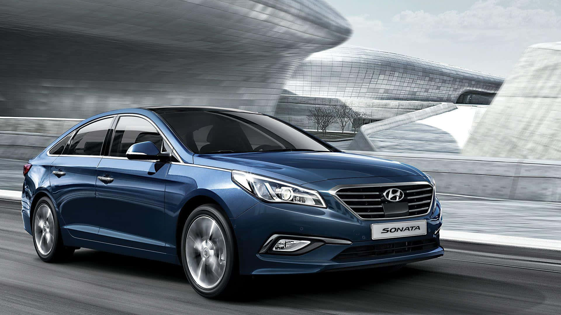 Hyundai Sonata, blue, modern highway, Full HD Desktop Wallpaper