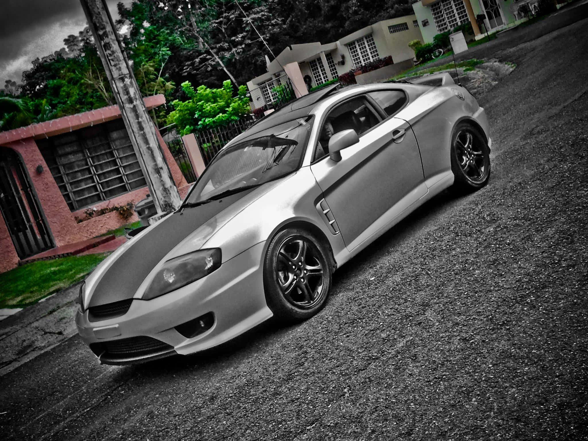 Hyundai Tiburon, silver, black accents, Full HD Desktop Wallpaper