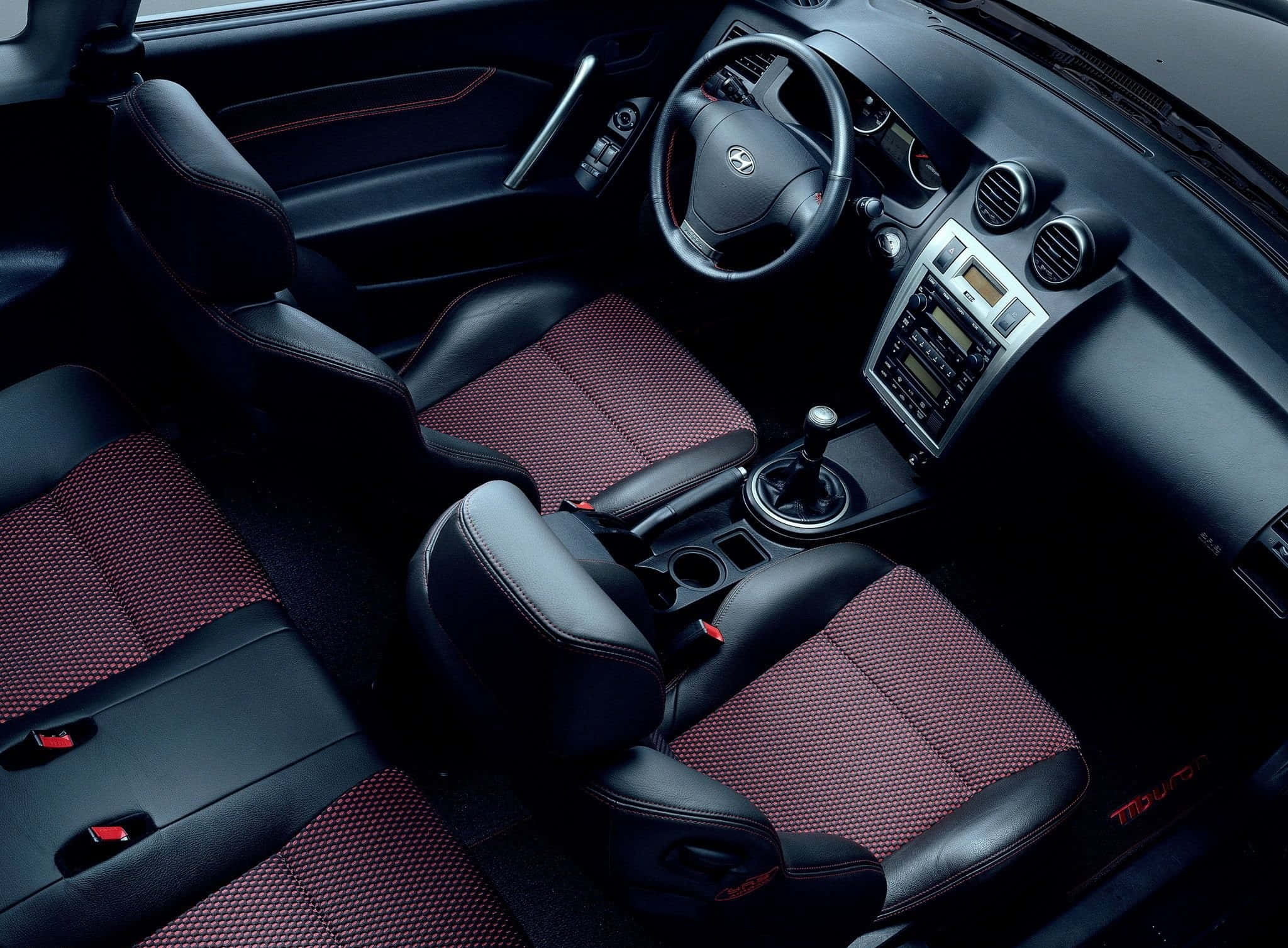 Hyundai Tiburon, black leather seats, red perforated fabric, Full HD Desktop Wallpaper