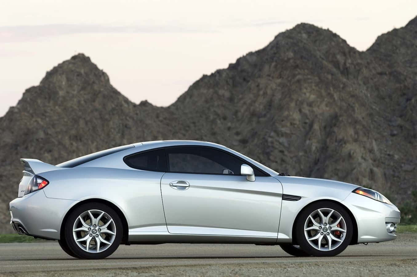 Hyundai Tiburon, silver, desert road, HD Desktop Wallpaper
