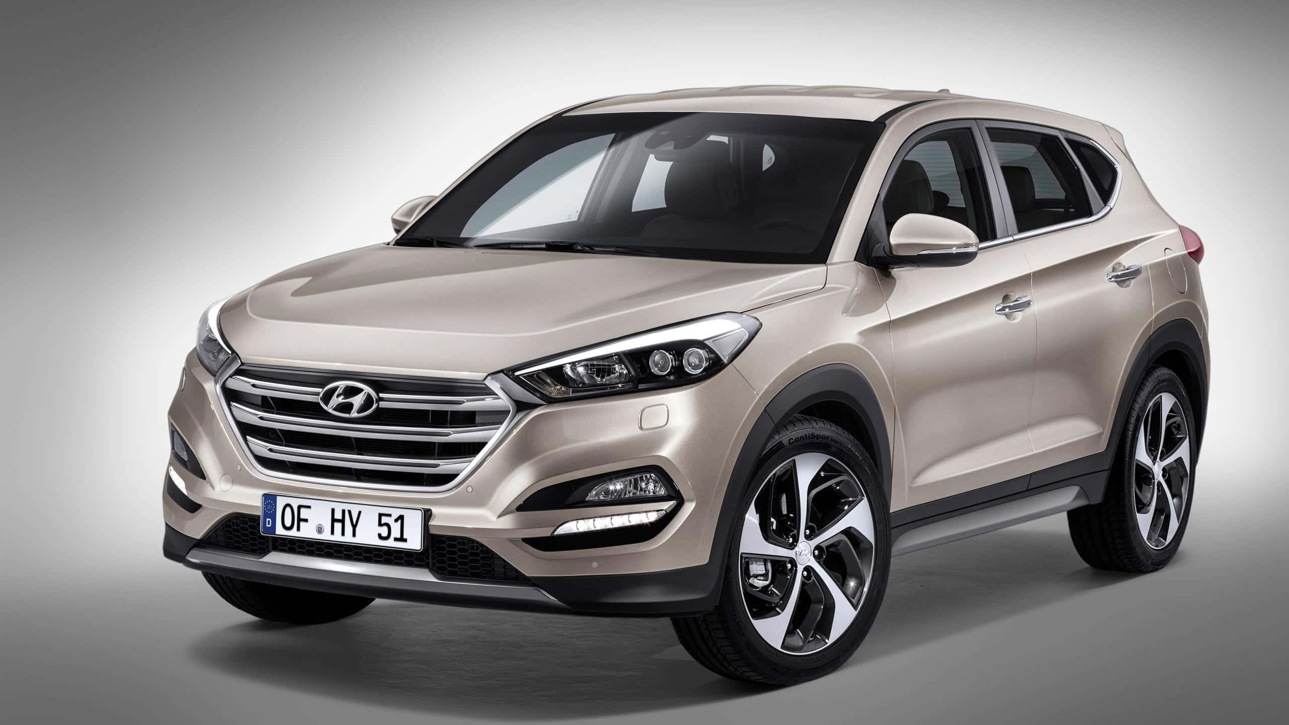 Hyundai Tucson, beige, studio, 2K Desktop Wallpaper