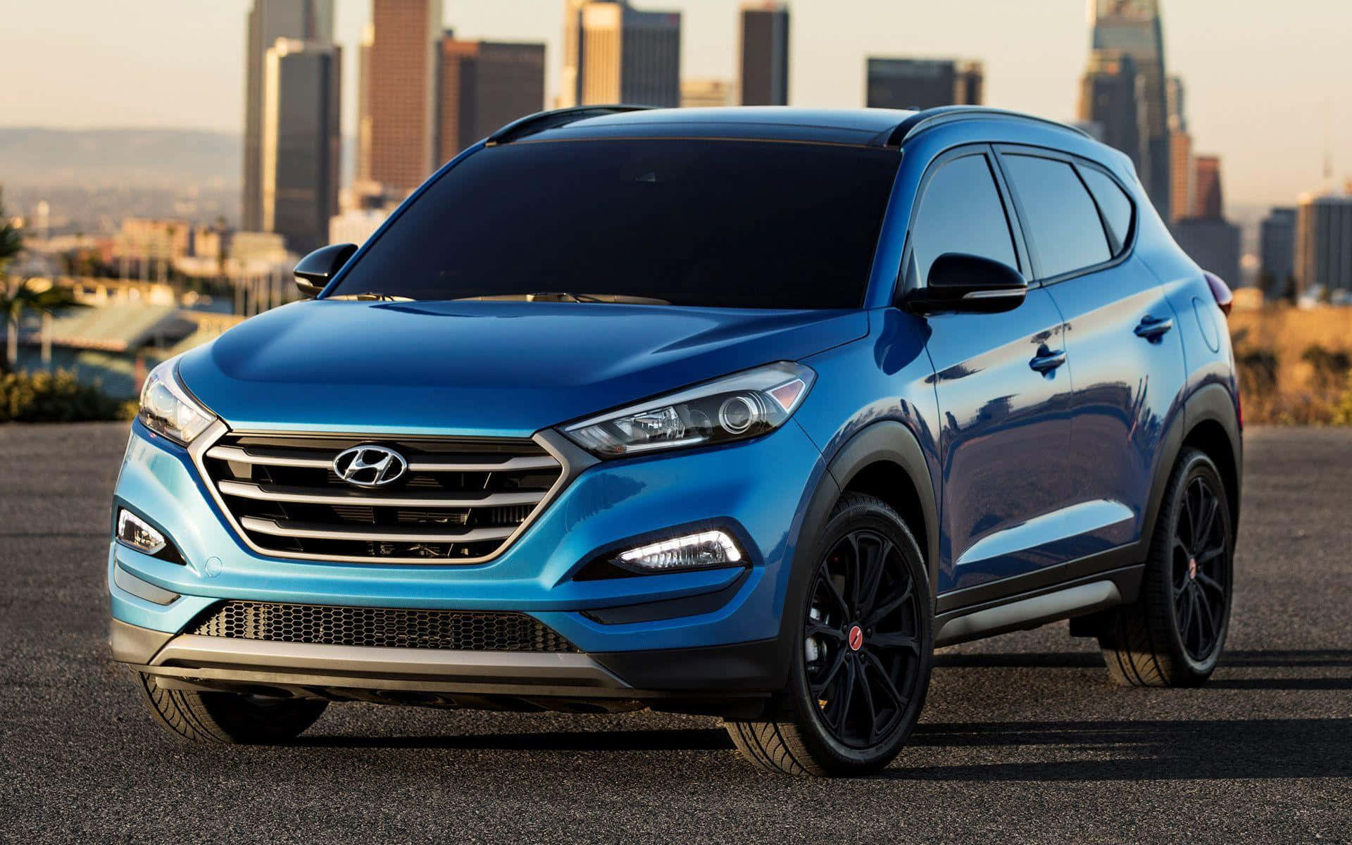 Hyundai Tucson, vibrant blue, asphalt, Full HD Desktop Wallpaper