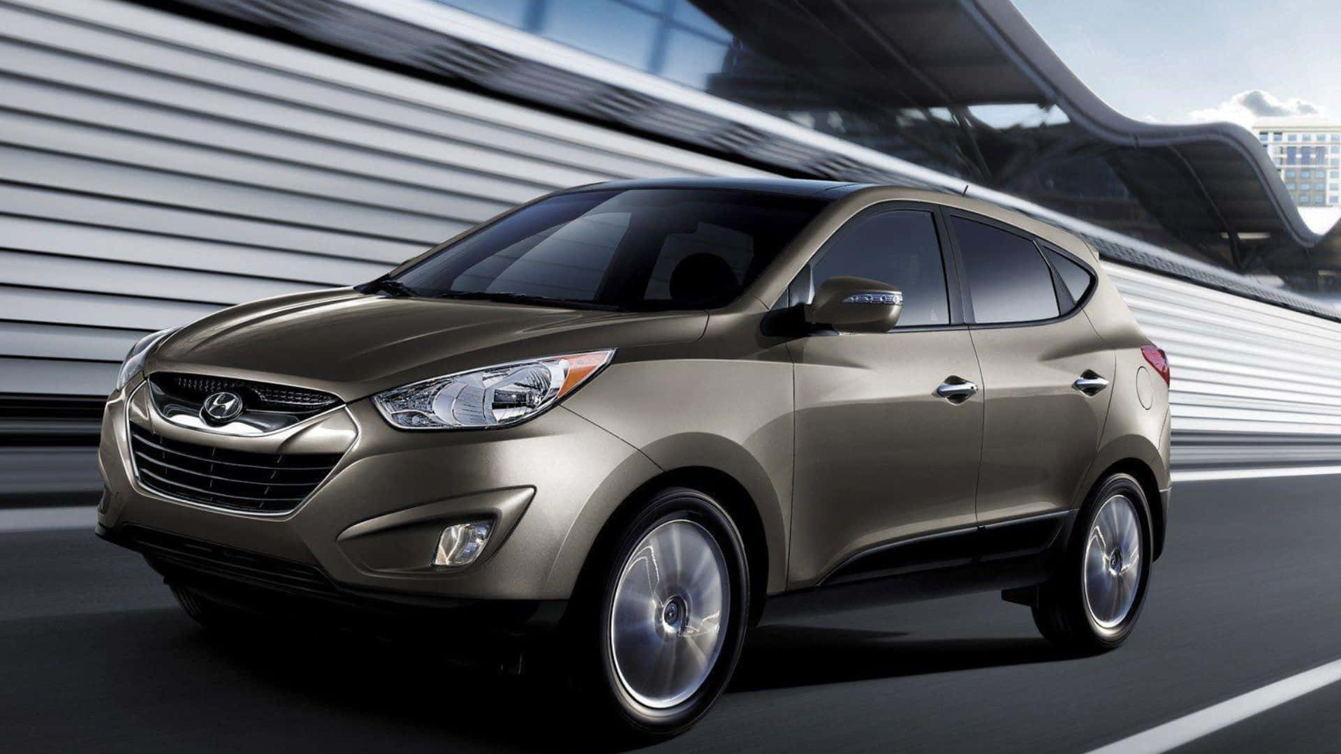 Hyundai Tucson, bronze, modern highway, Full HD Desktop Wallpaper
