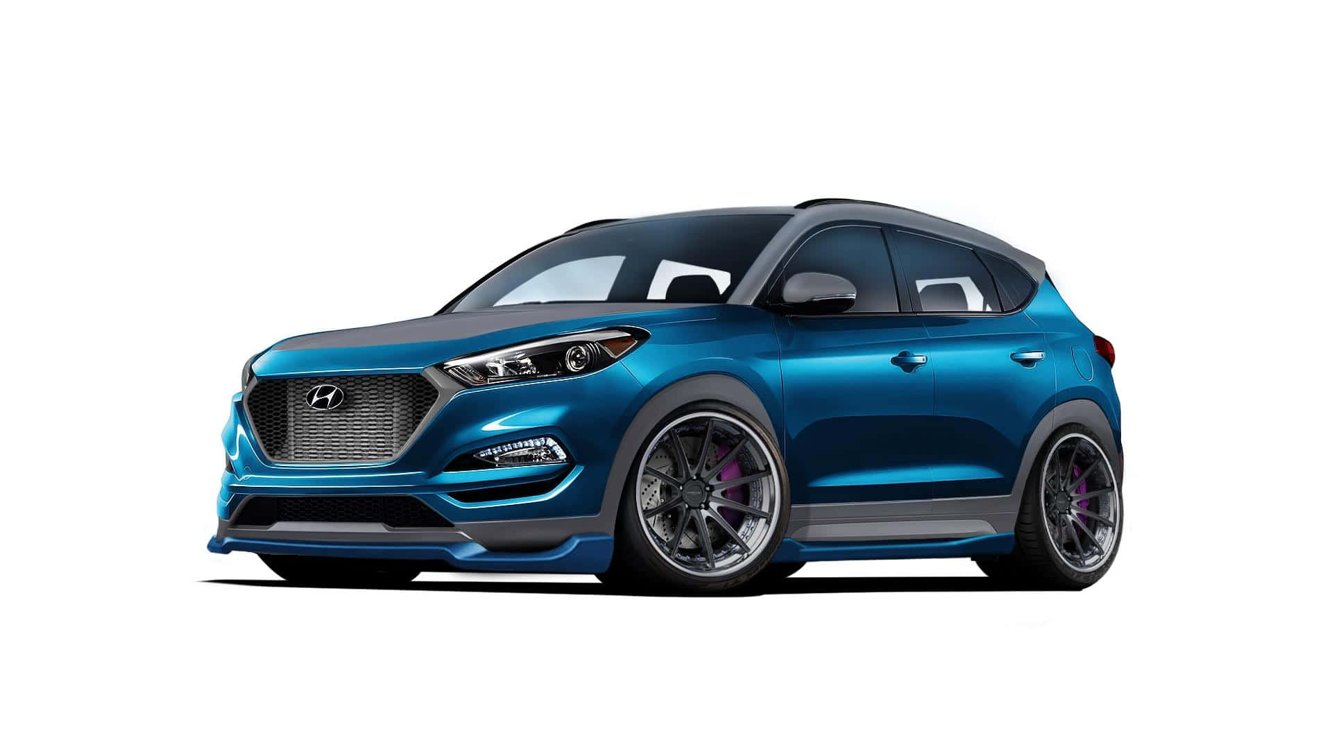 Hyundai Tucson, blue, custom wheels, Full HD Desktop Wallpaper