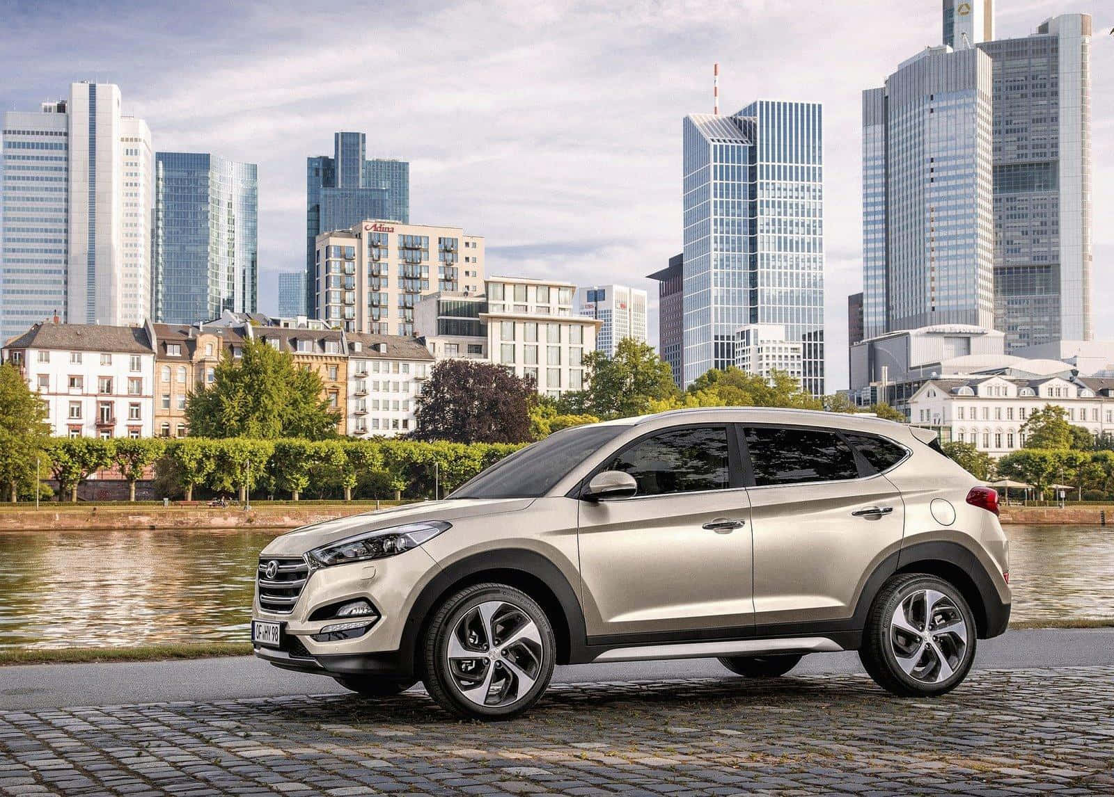 Hyundai Tucson, silver, cobblestones, HD Desktop Wallpaper