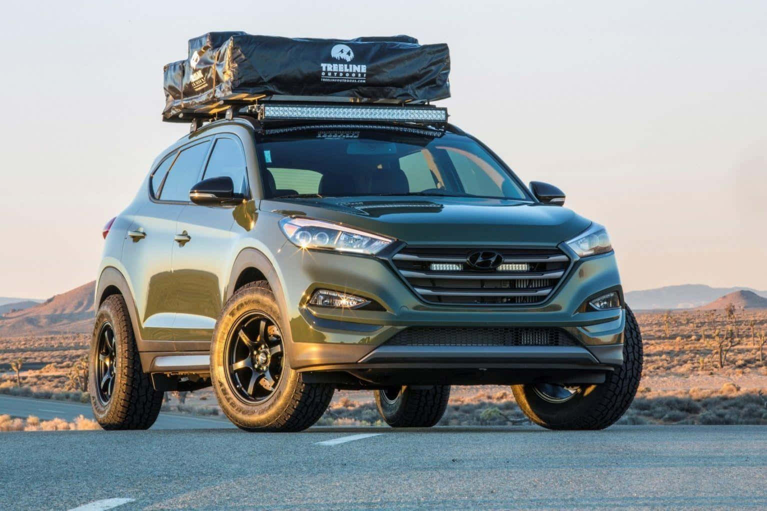 Hyundai Tucson, olive green, black wheels, HD Desktop Wallpaper
