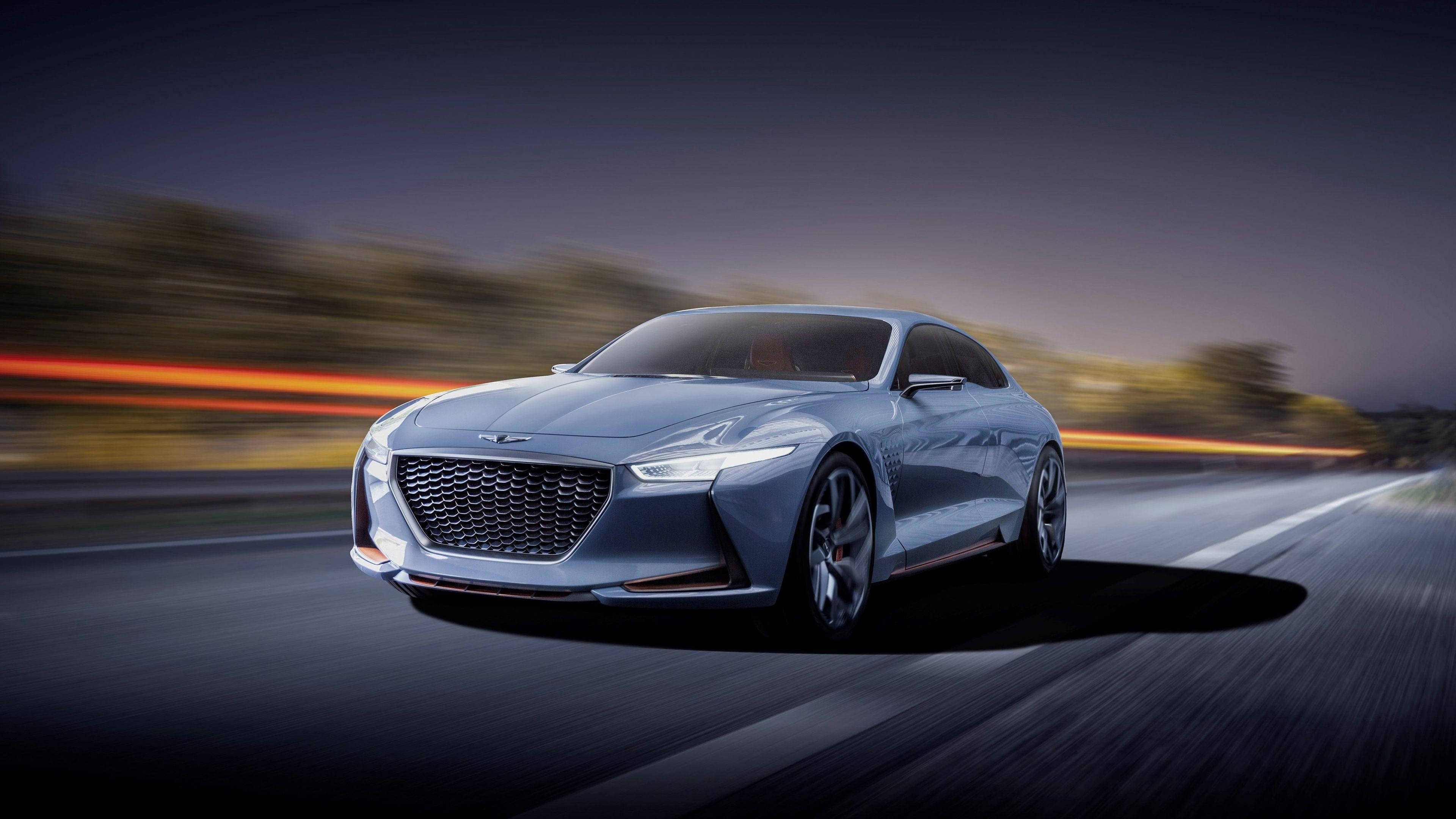 Hyundai Veloster, sleek silver sports car, highway, 4K Desktop Wallpaper