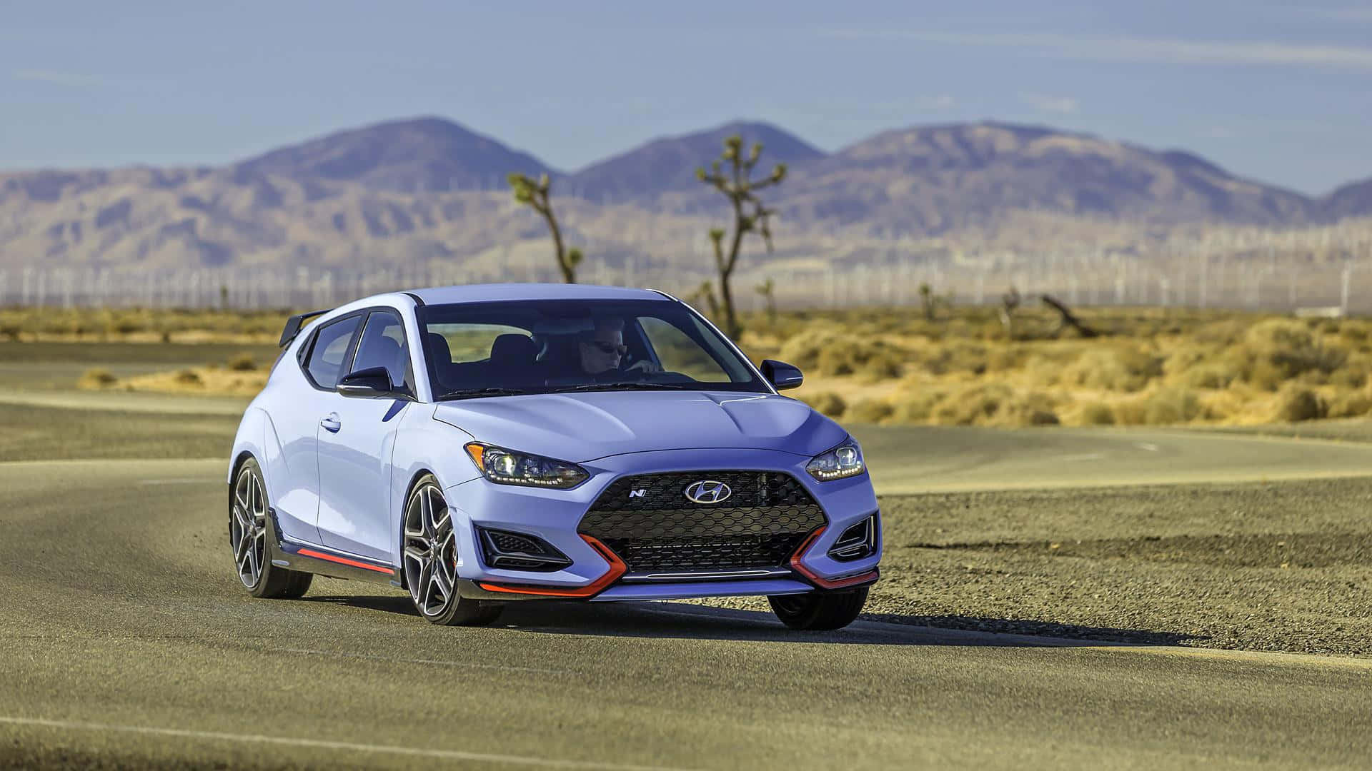 Hyundai Veloster N, lavender, orange accents, Full HD Desktop Wallpaper