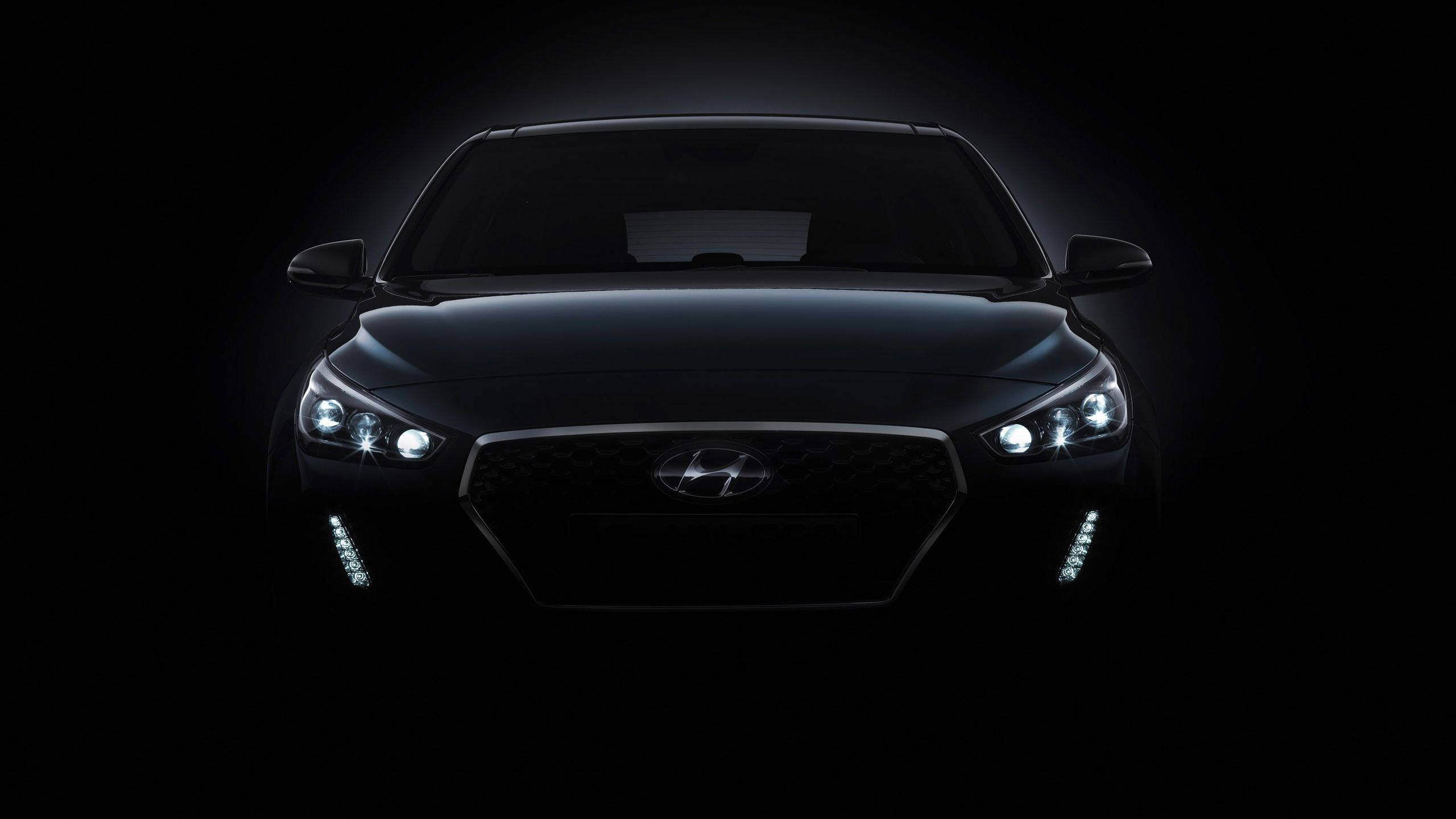 Hyundai, pitch black, sleek black, 2K Desktop Wallpaper