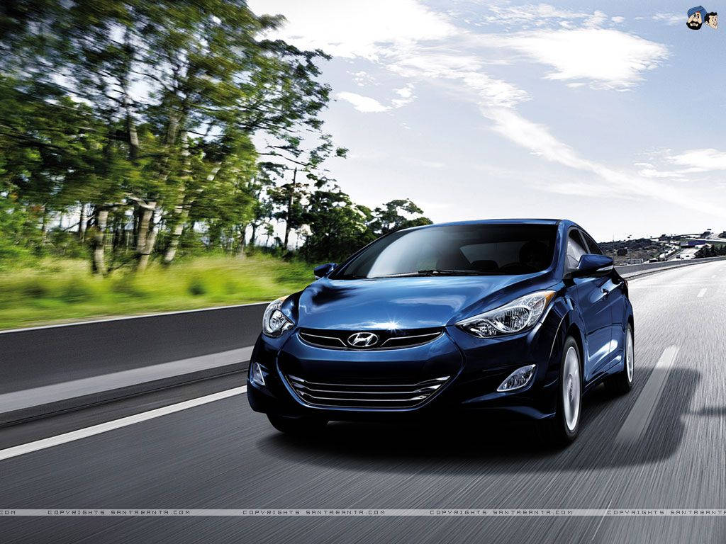 Ocean Blue, Hyundai, sedan, SD Desktop Wallpaper