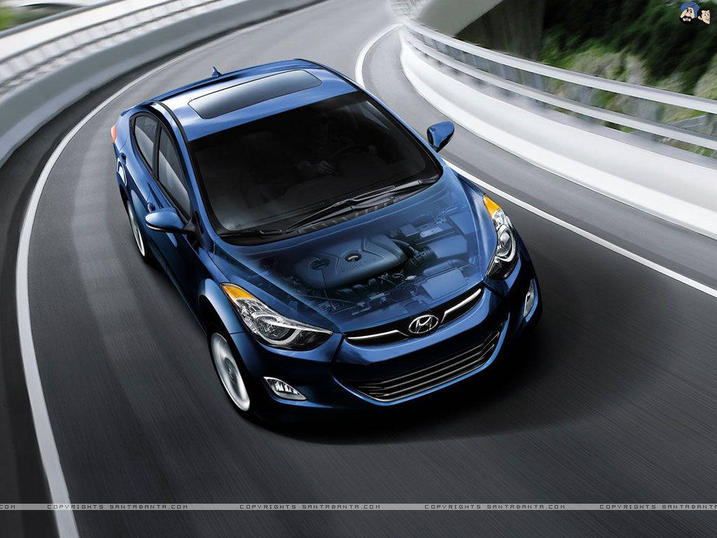 metallic blue, Hyundai, sedan, SD Desktop Wallpaper