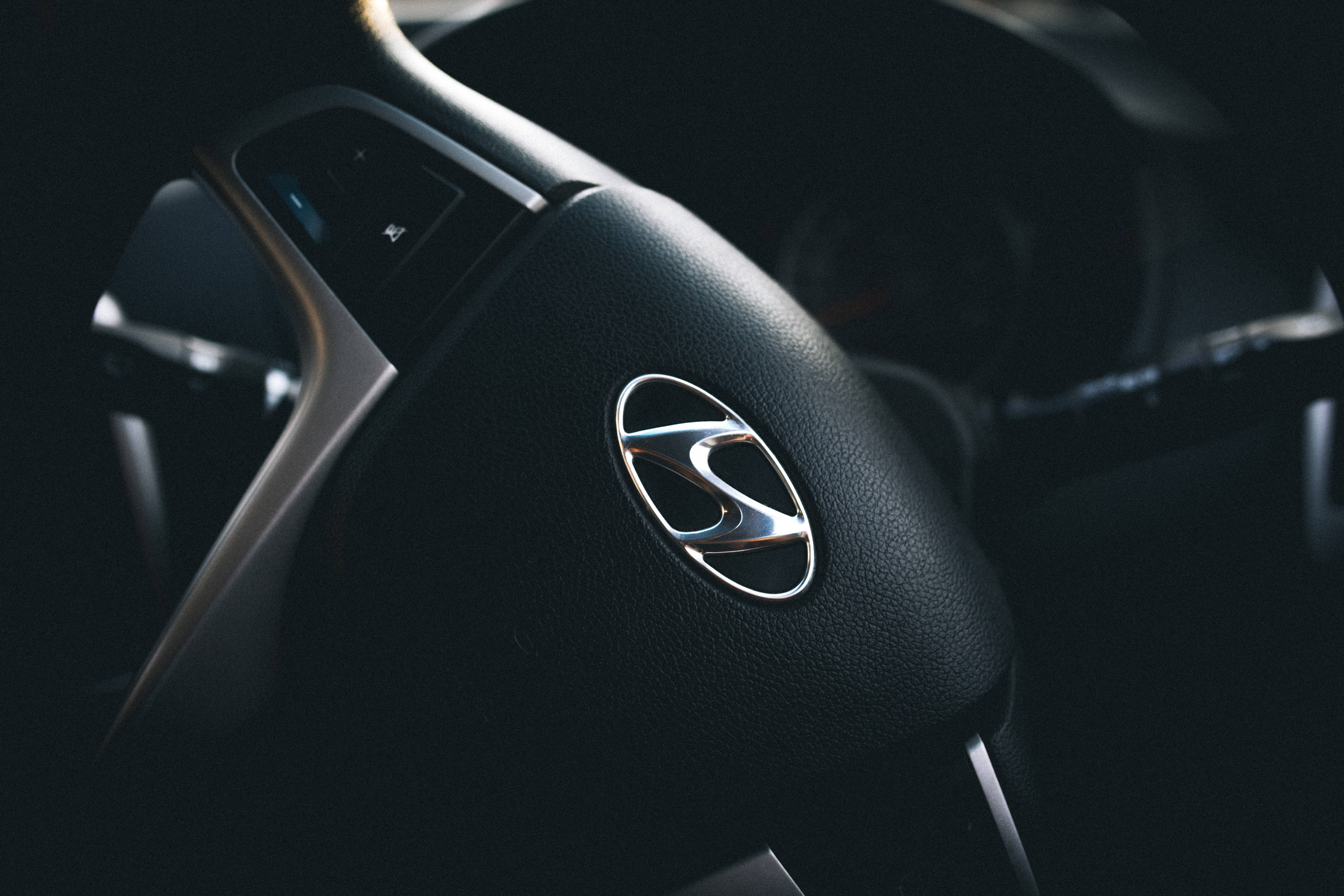 Hyundai, steering wheel, black, 5K Desktop Wallpaper