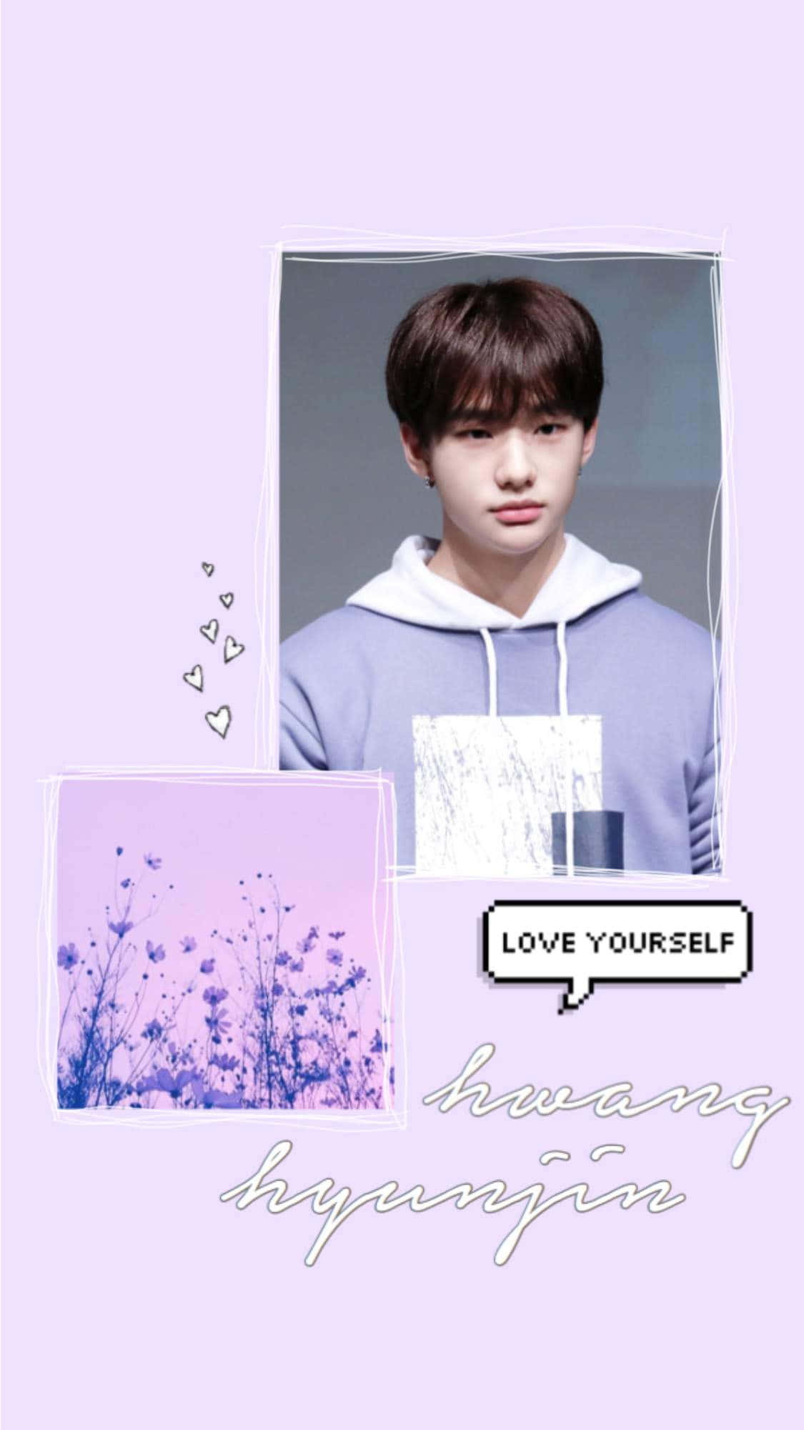 Hyunjin, lavender hoodie, pastel purple background, Full HD Phone Wallpaper