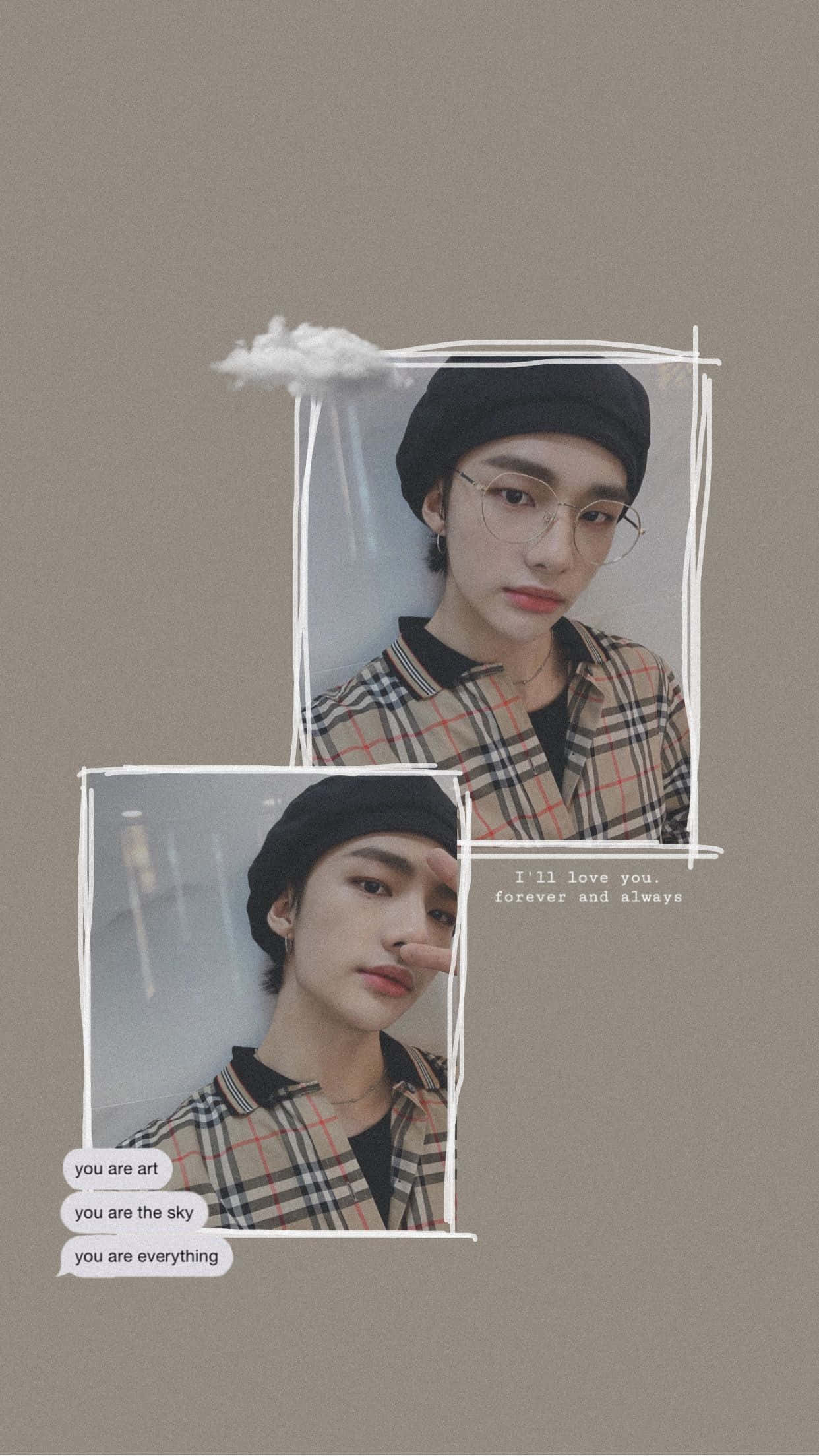 Hyunjin, beret, glasses, Full HD Phone Wallpaper