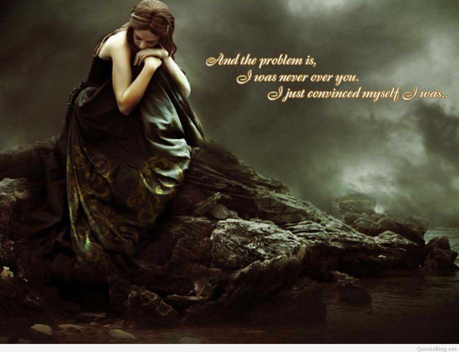 I Am Alone, sorrowful woman, dark gown, HD Desktop Wallpaper
