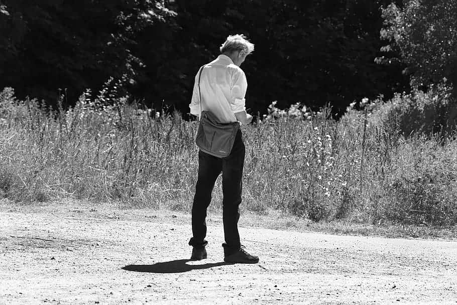 solitary man, white shirt, dark pants, SD Desktop Wallpaper