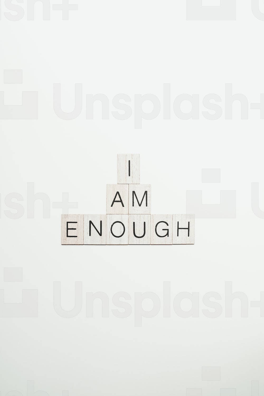 I AM ENOUGH, wooden letter tiles, pyramid, HD Phone Wallpaper