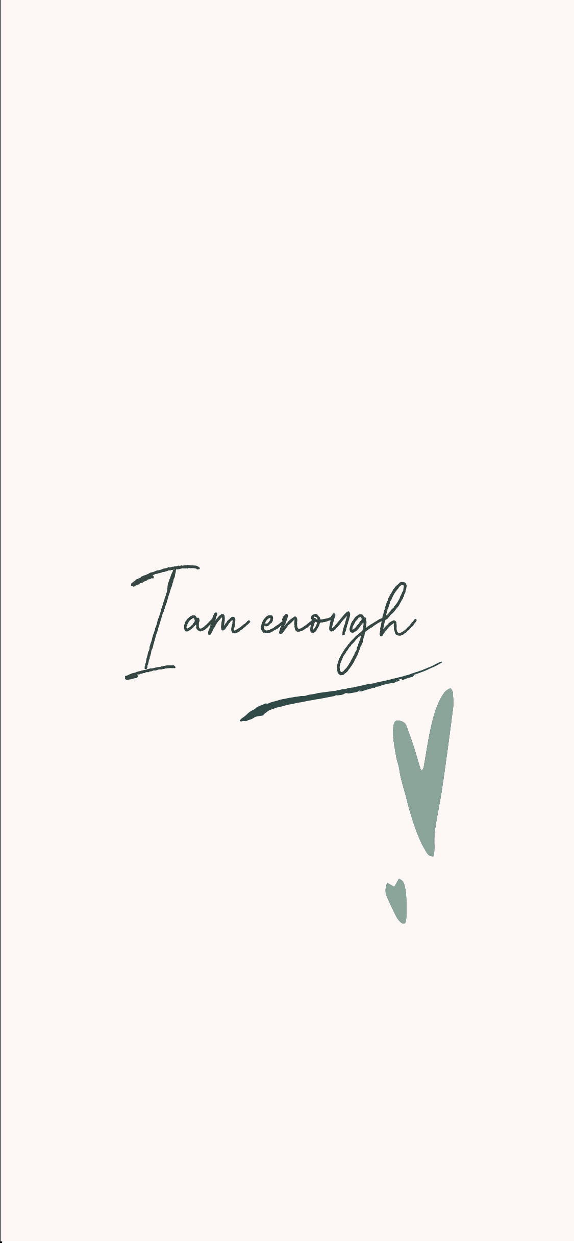 I am Enough, elegant script, teal heart, Full HD Phone Wallpaper