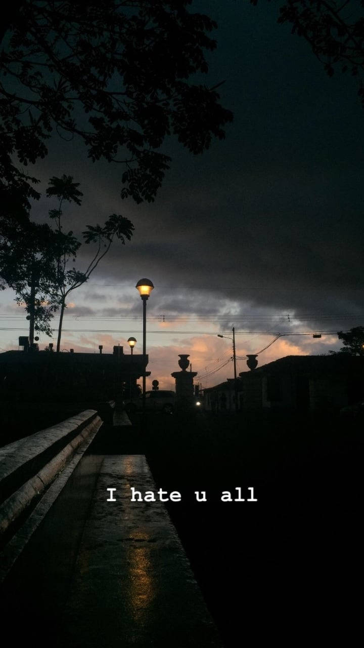 I Hate You, stormy cloud, dark urban street, HD Phone Wallpaper