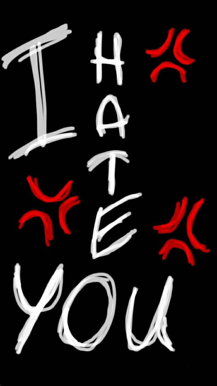 I Hate You, white graffiti-style text, red angry symbols, HD Phone Wallpaper